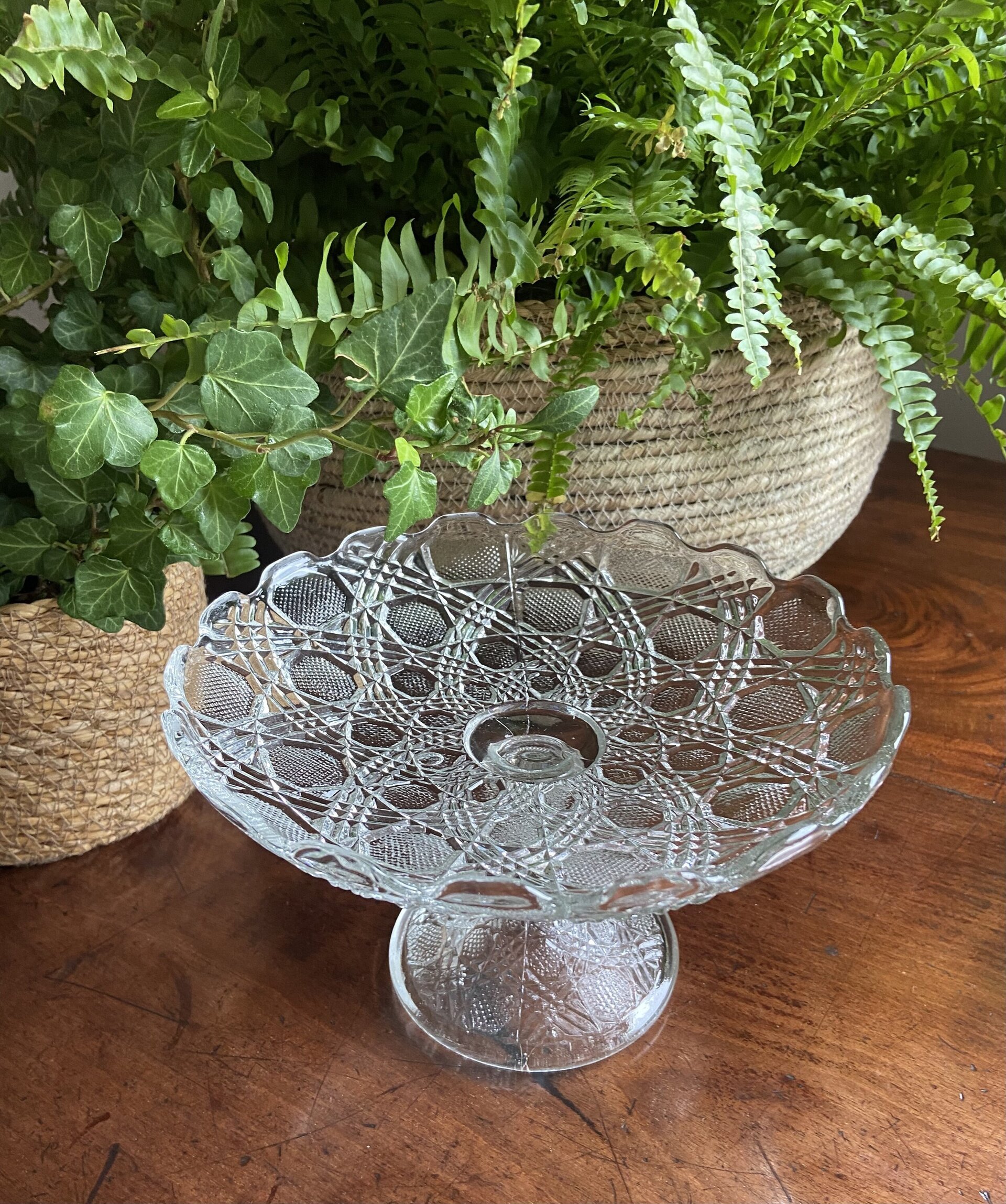 Frutero/pastelero pequeño en vidrio prensado - 3