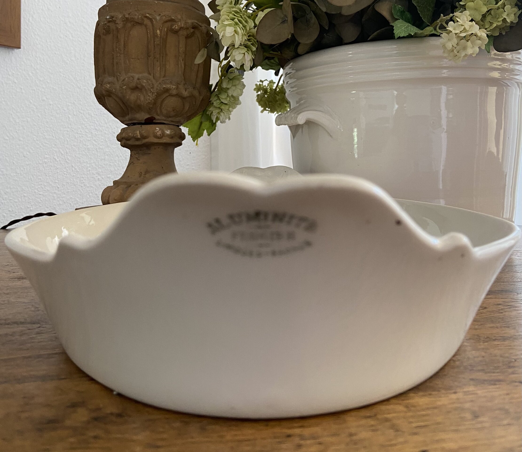 Fuente ovalada en porcelana francesa "Aluminite Frugiere" Limoges. - 4