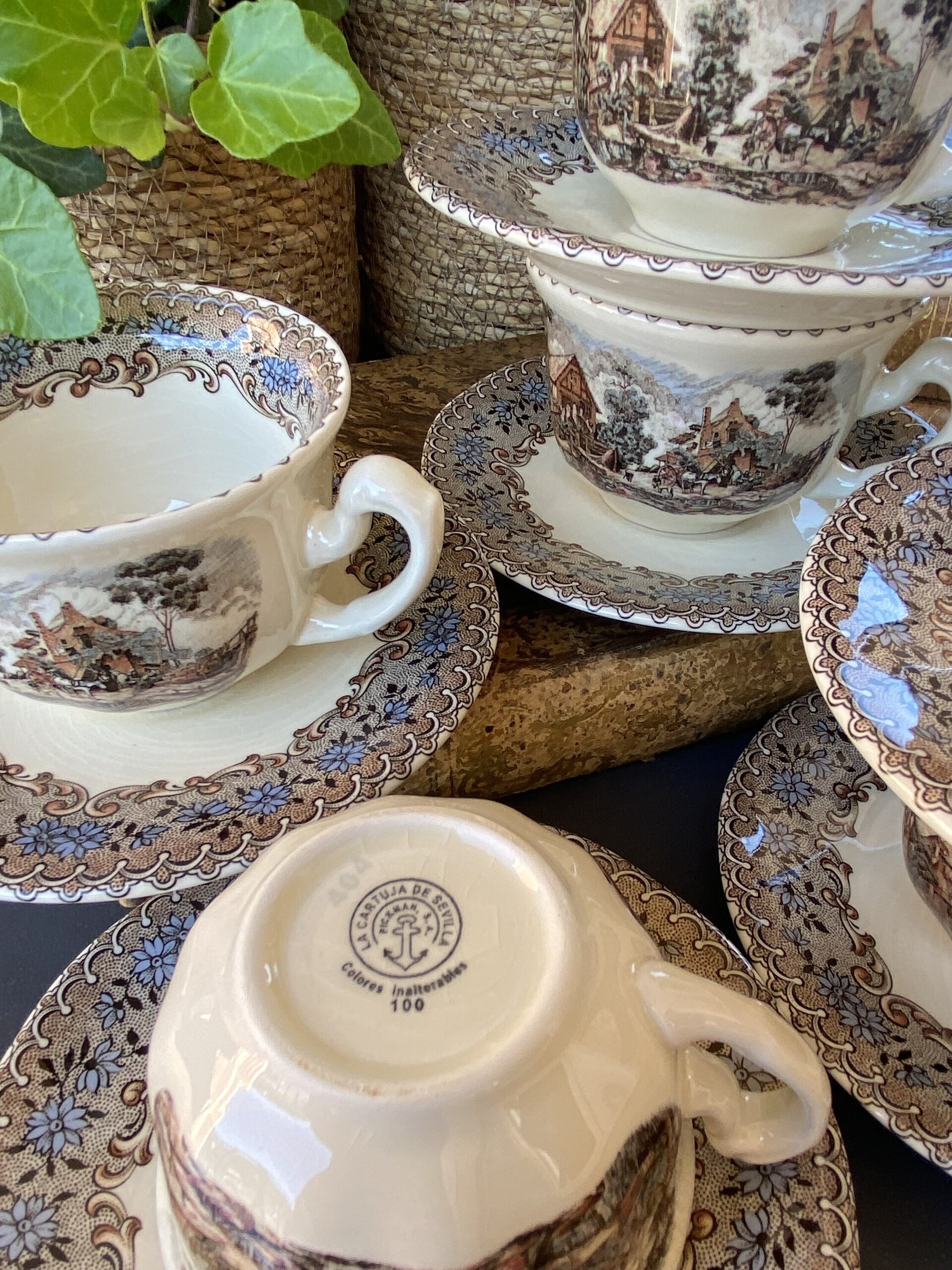 6 tazas de café "La Cartuja de Sevilla" Pickman s.a. (mod. El viejo molino) - 4