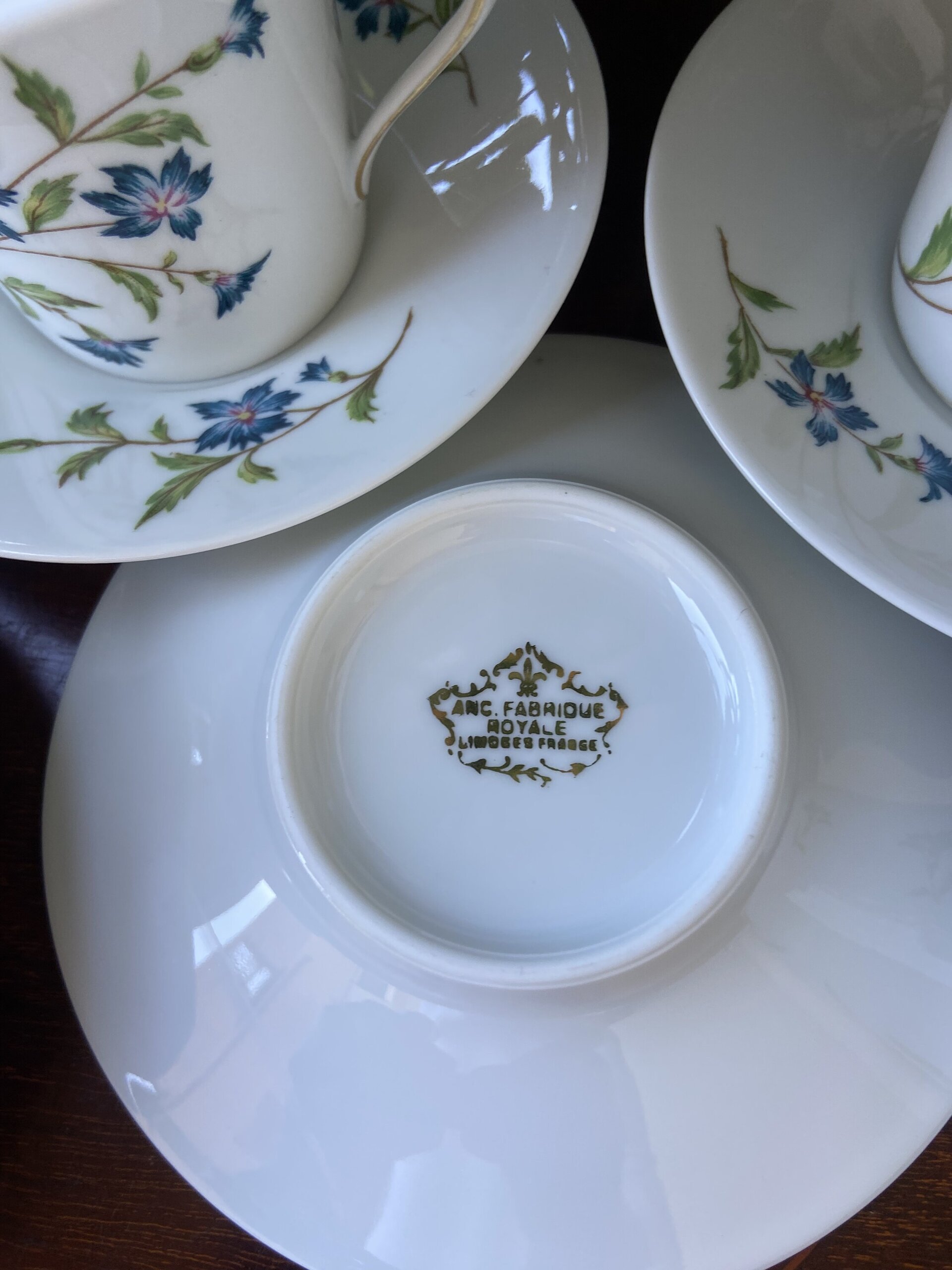 6 tazas de café en porcelana francesa de Limoges "Fabrique Royale" - 5