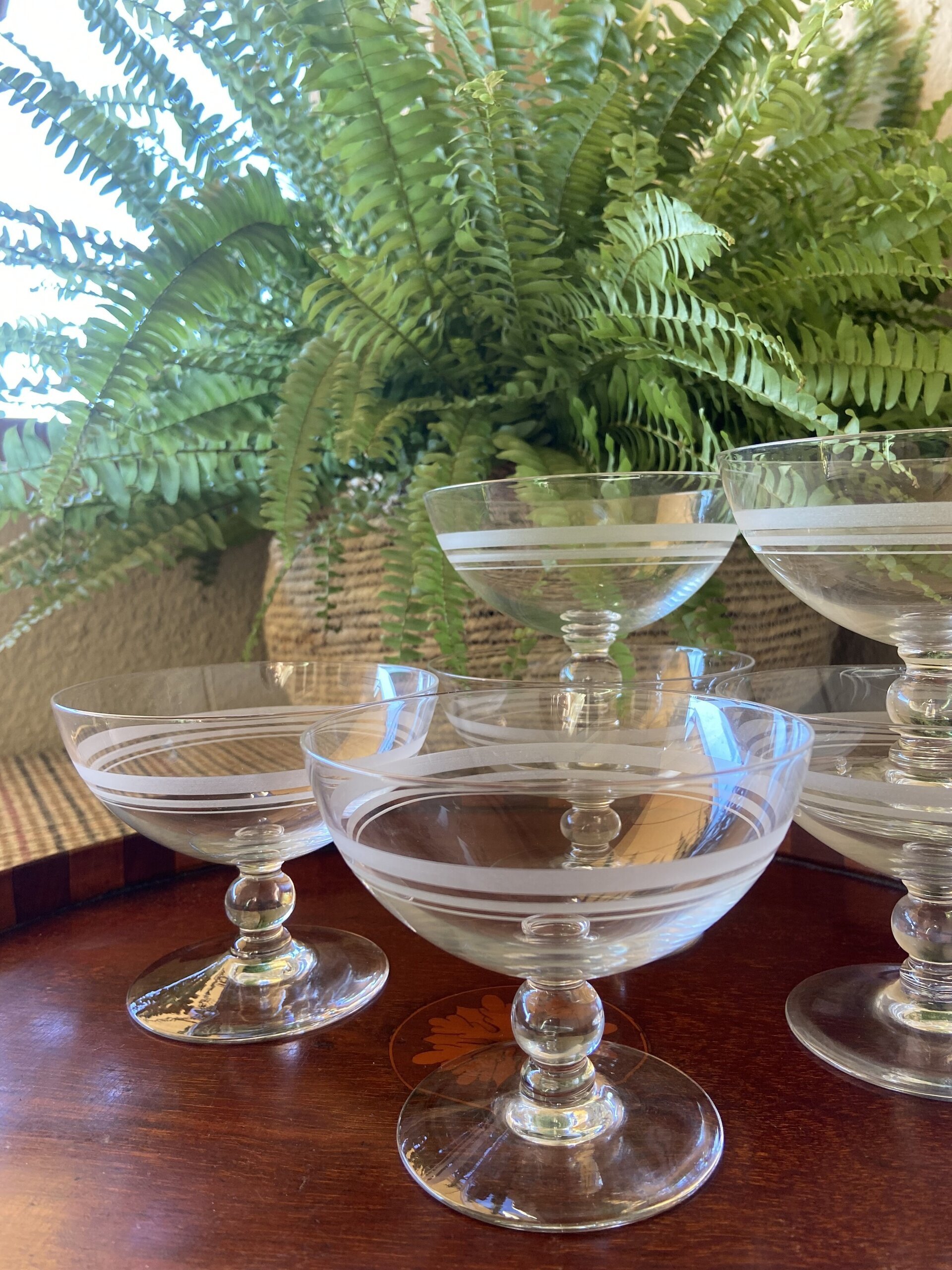 6 copas de cava/postre en cristal serigrafiado - 4