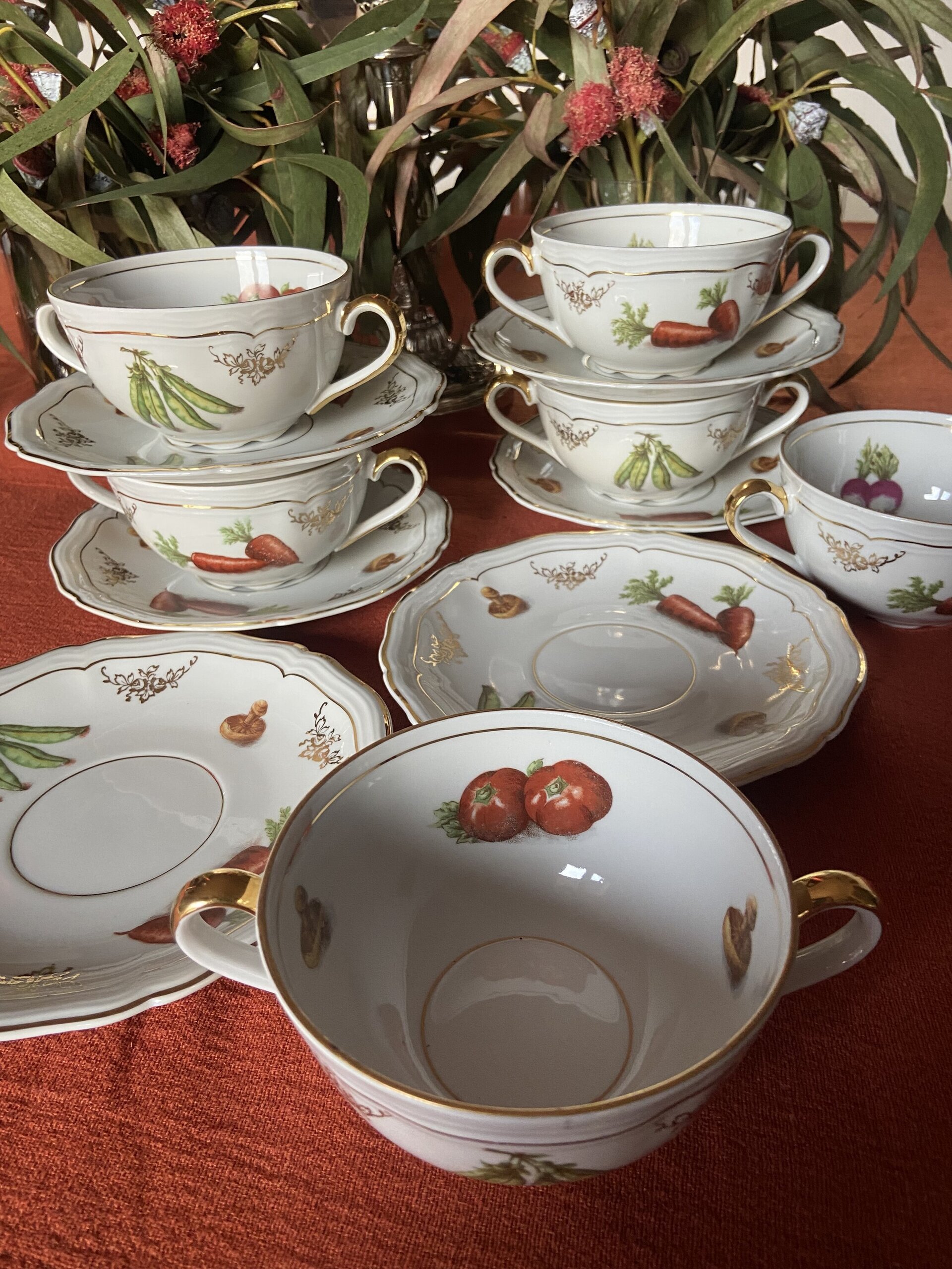 6 tazas de consomé en porcelana alemana "Jager" - 3