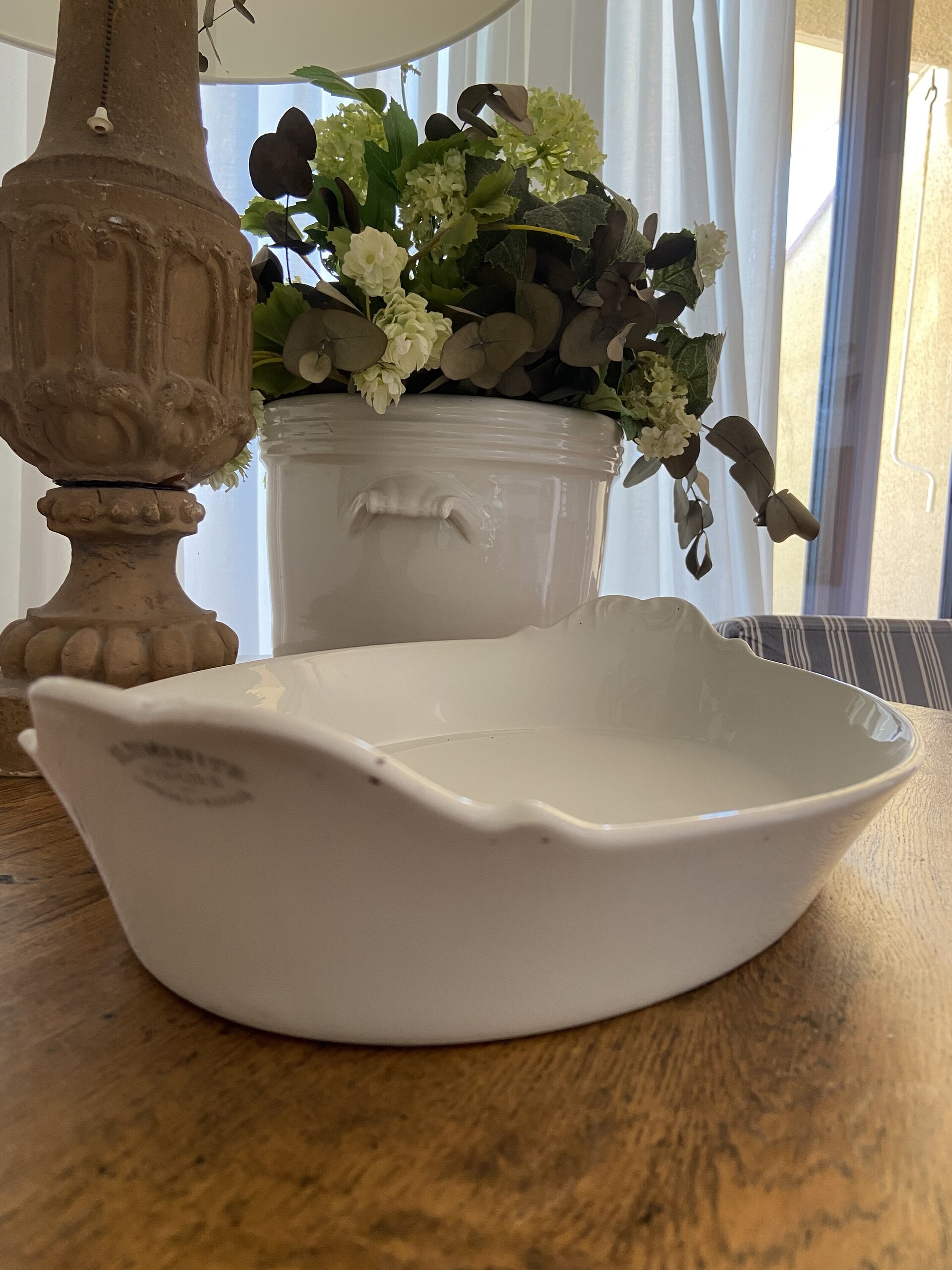 Fuente ovalada en porcelana francesa "Aluminite Frugiere" Limoges. - 3