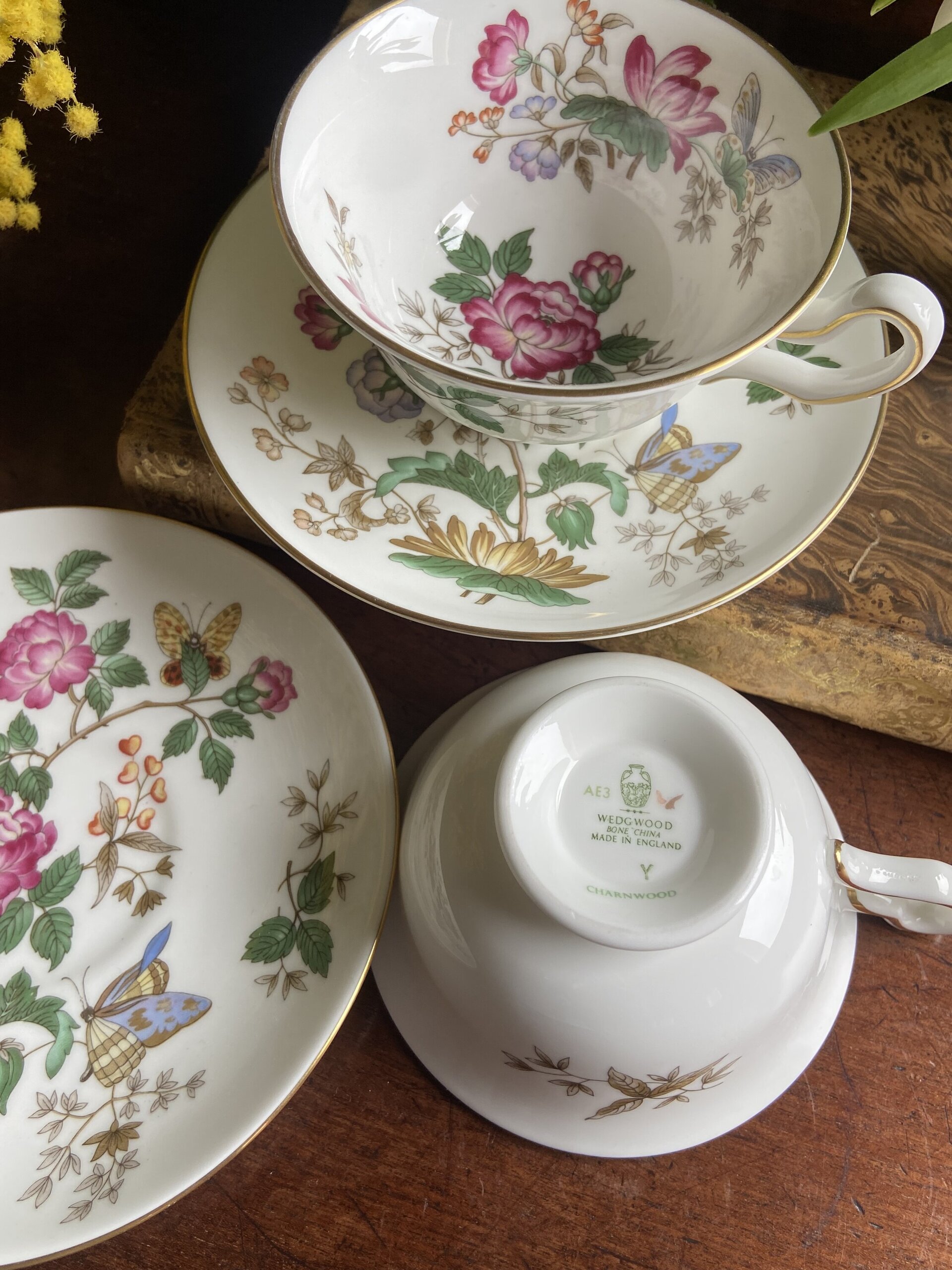 Pareja de tazas de té en porcelana inglesa "Wedgwood" - 6