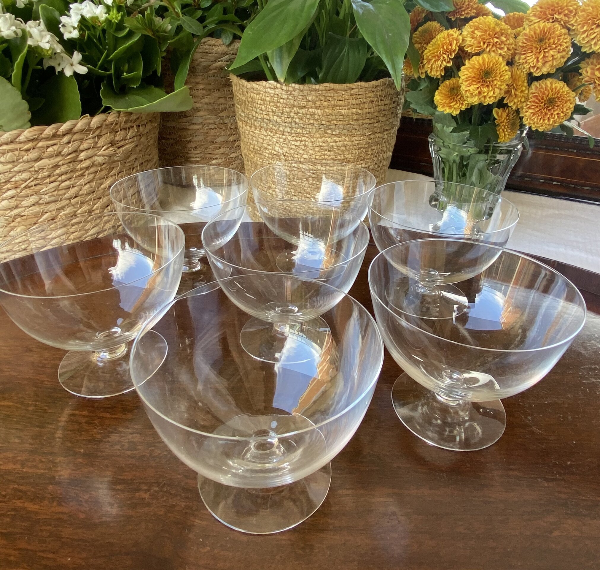7 copas postres en fino cristal. - 2