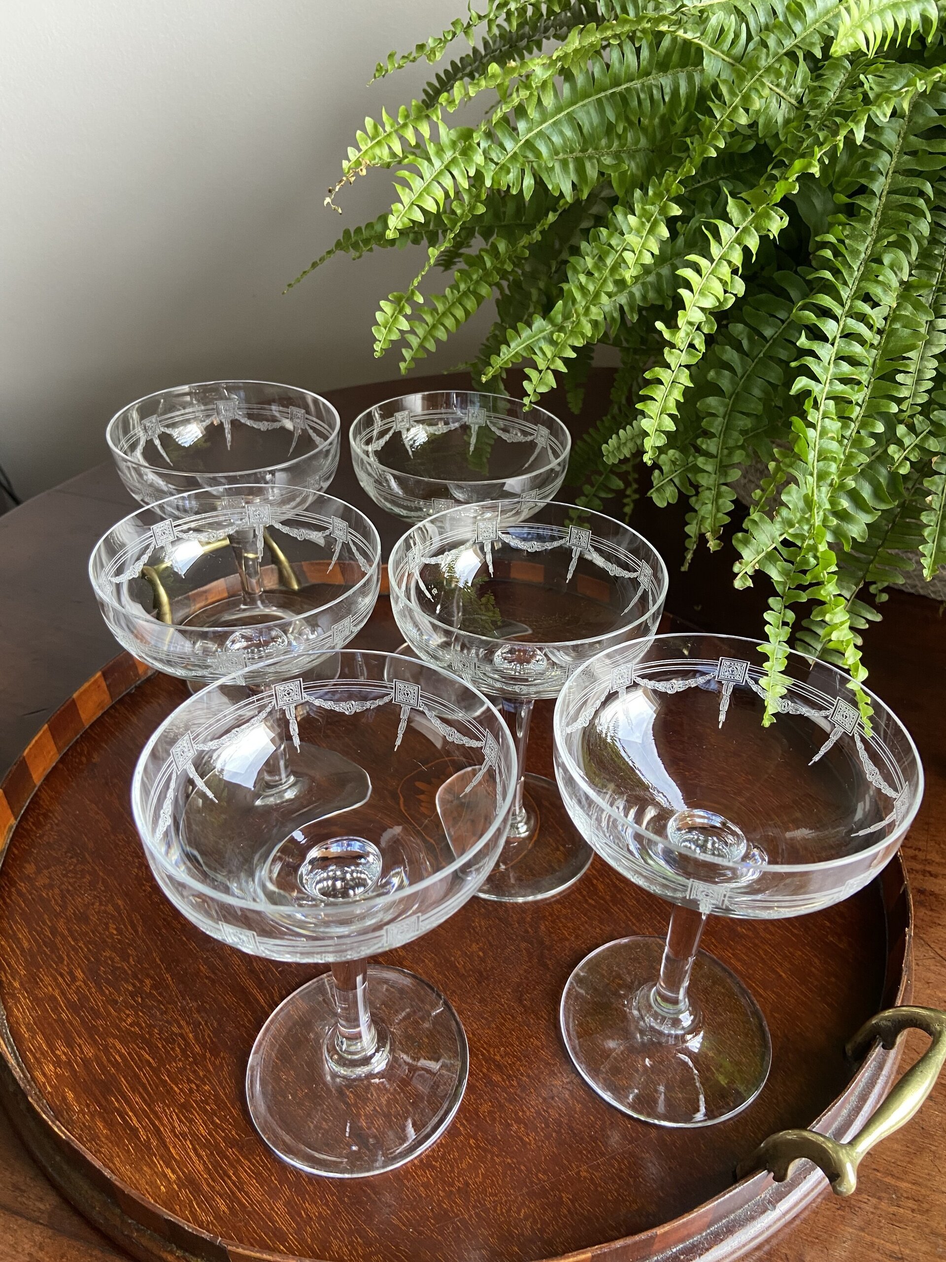 6 copas cava/postre en cristal tallado - 4