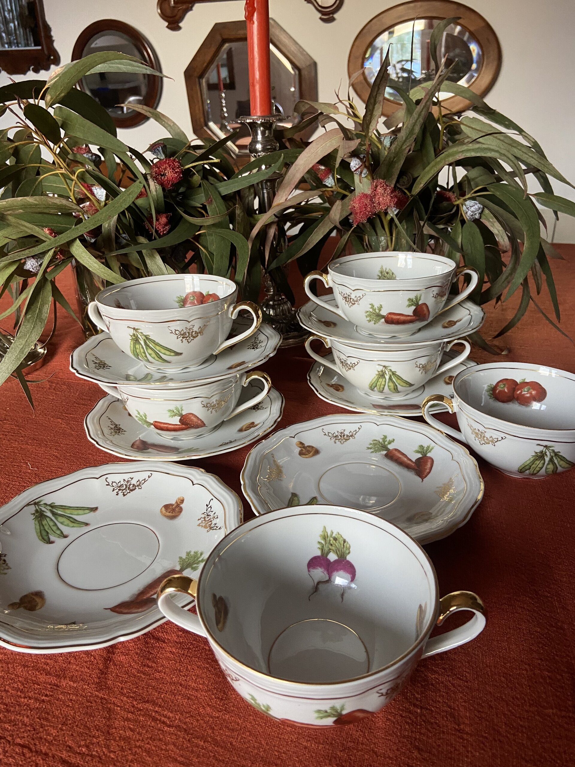 6 tazas de consomé en porcelana alemana "Jager" - 2