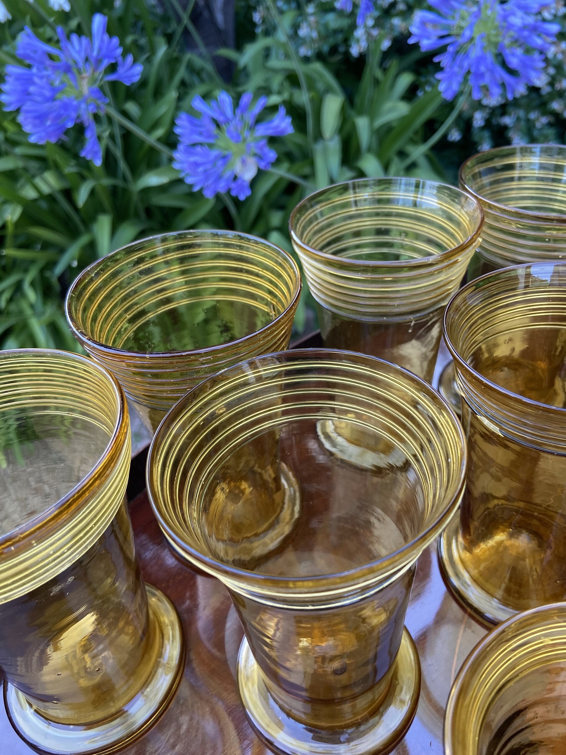8 vasos agua/8 vasos vino mallorquin "Gordiola", soplado a mano. - 4