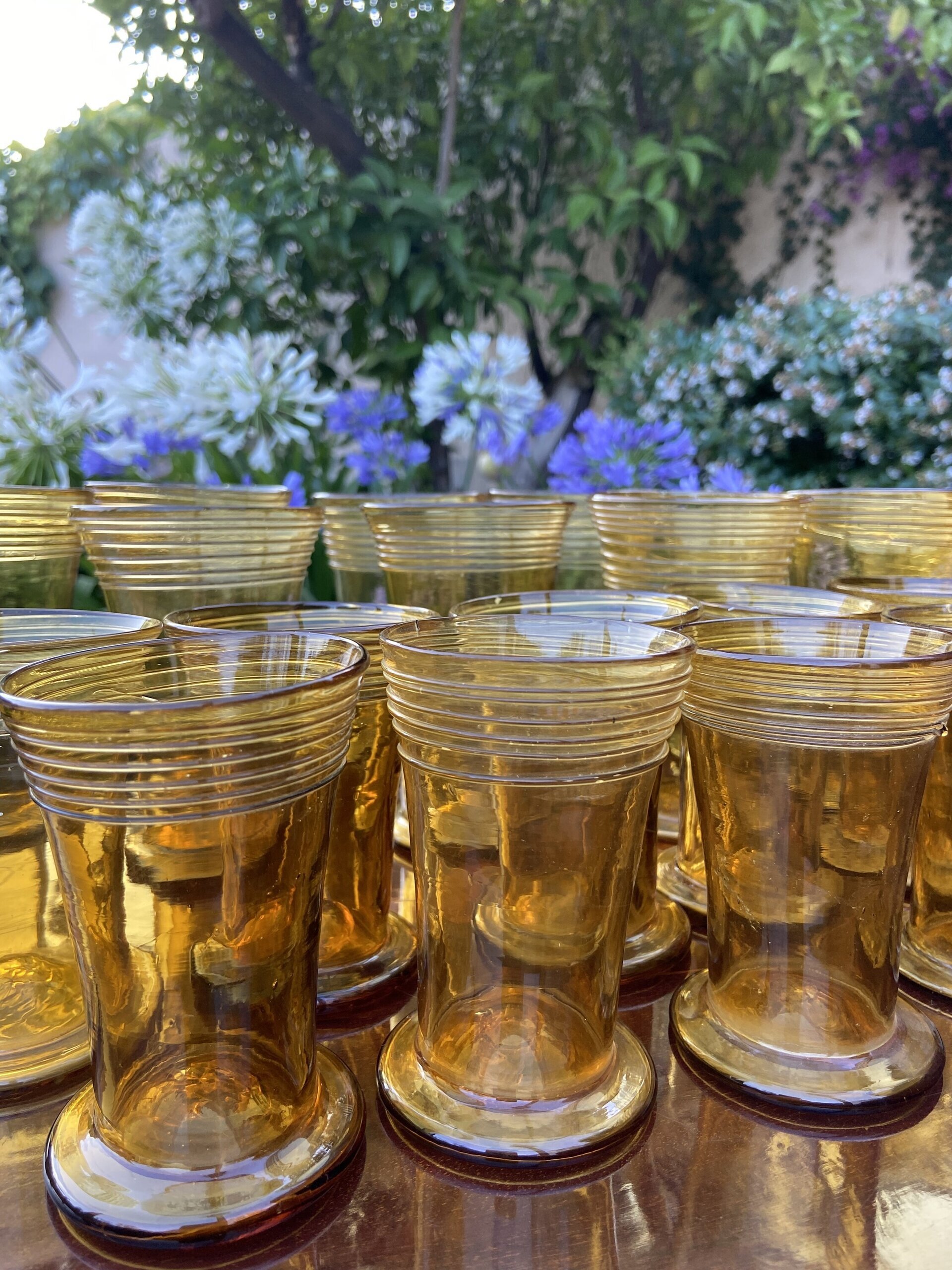 8 vasos agua/8 vasos vino mallorquin "Gordiola", soplado a mano. - 2