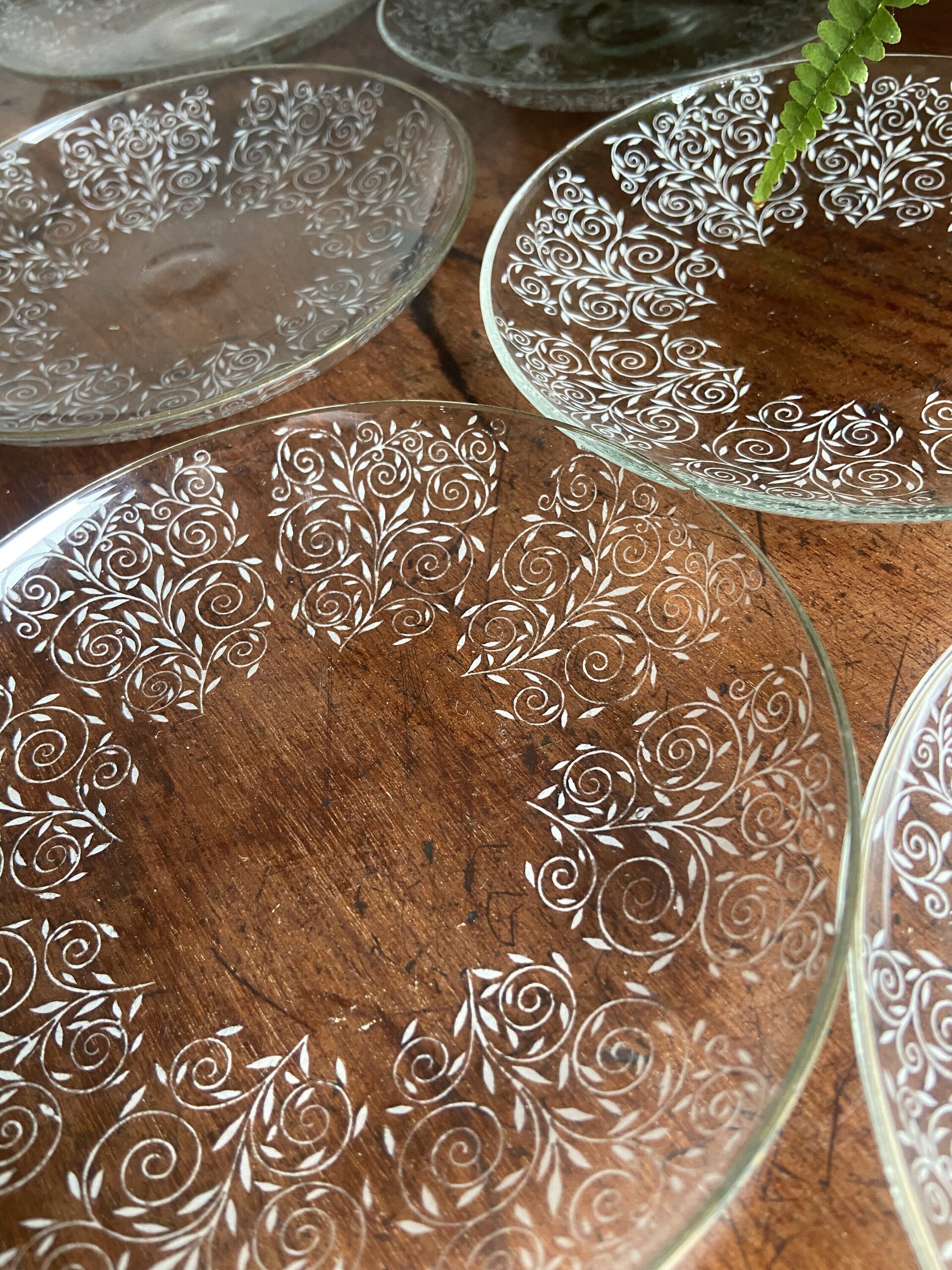 6 platos de pan en vidrio pintado - 2