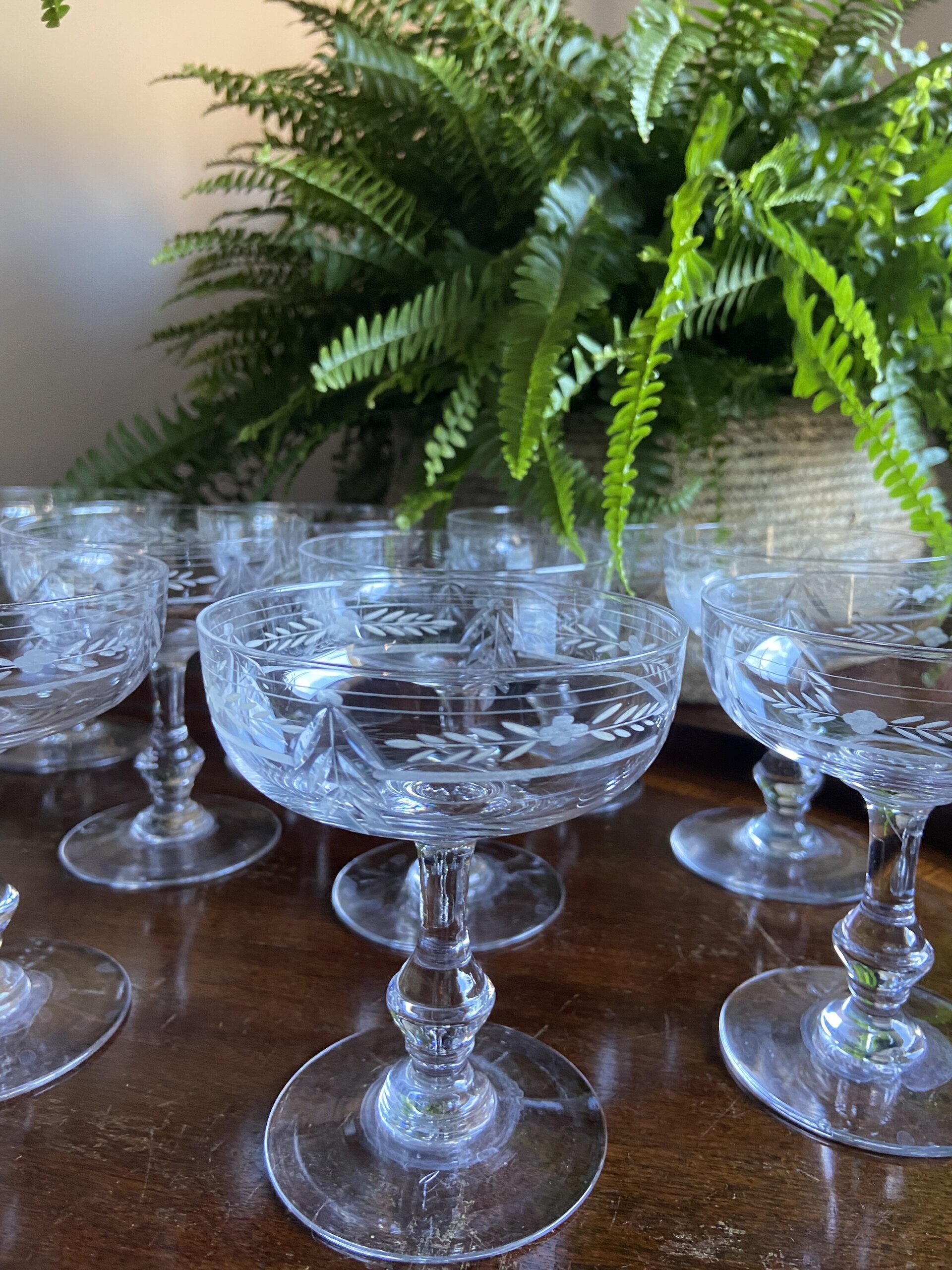 10 copas cava/postre en cristal tallado - 5