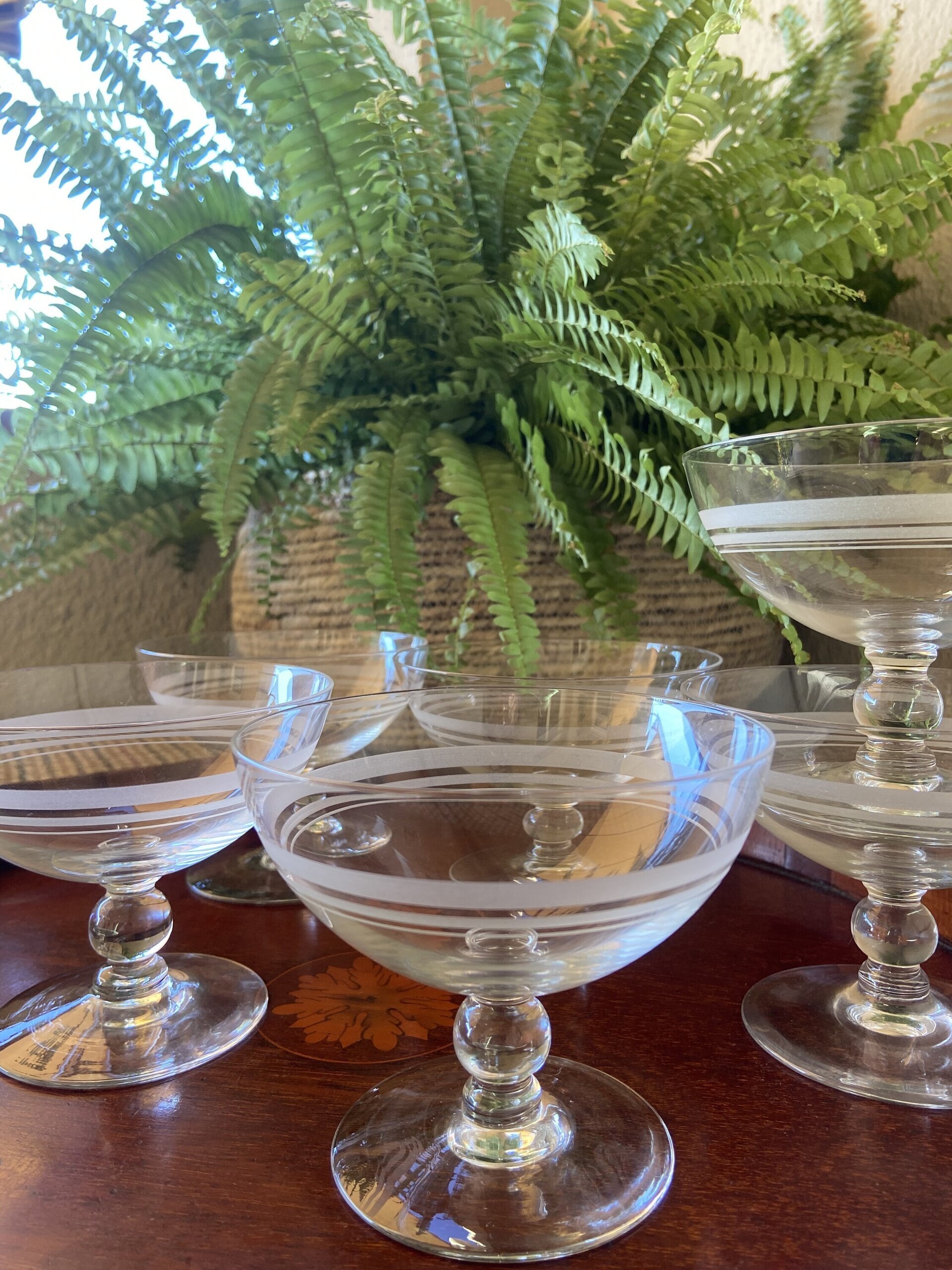 6 copas de cava/postre en cristal serigrafiado - 2