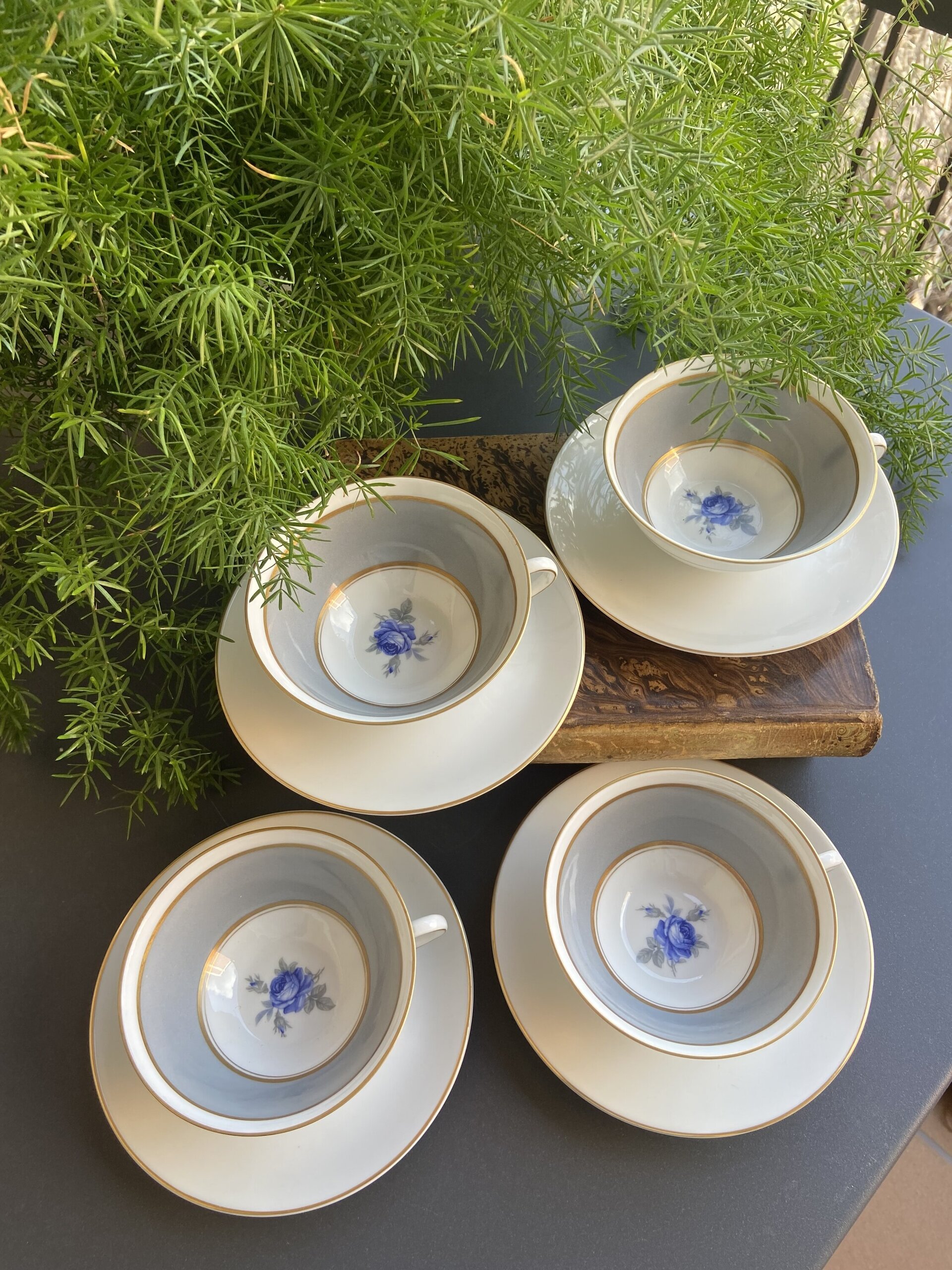 4 tazas té/desayuno en porcelana "Bidasoa". - 3