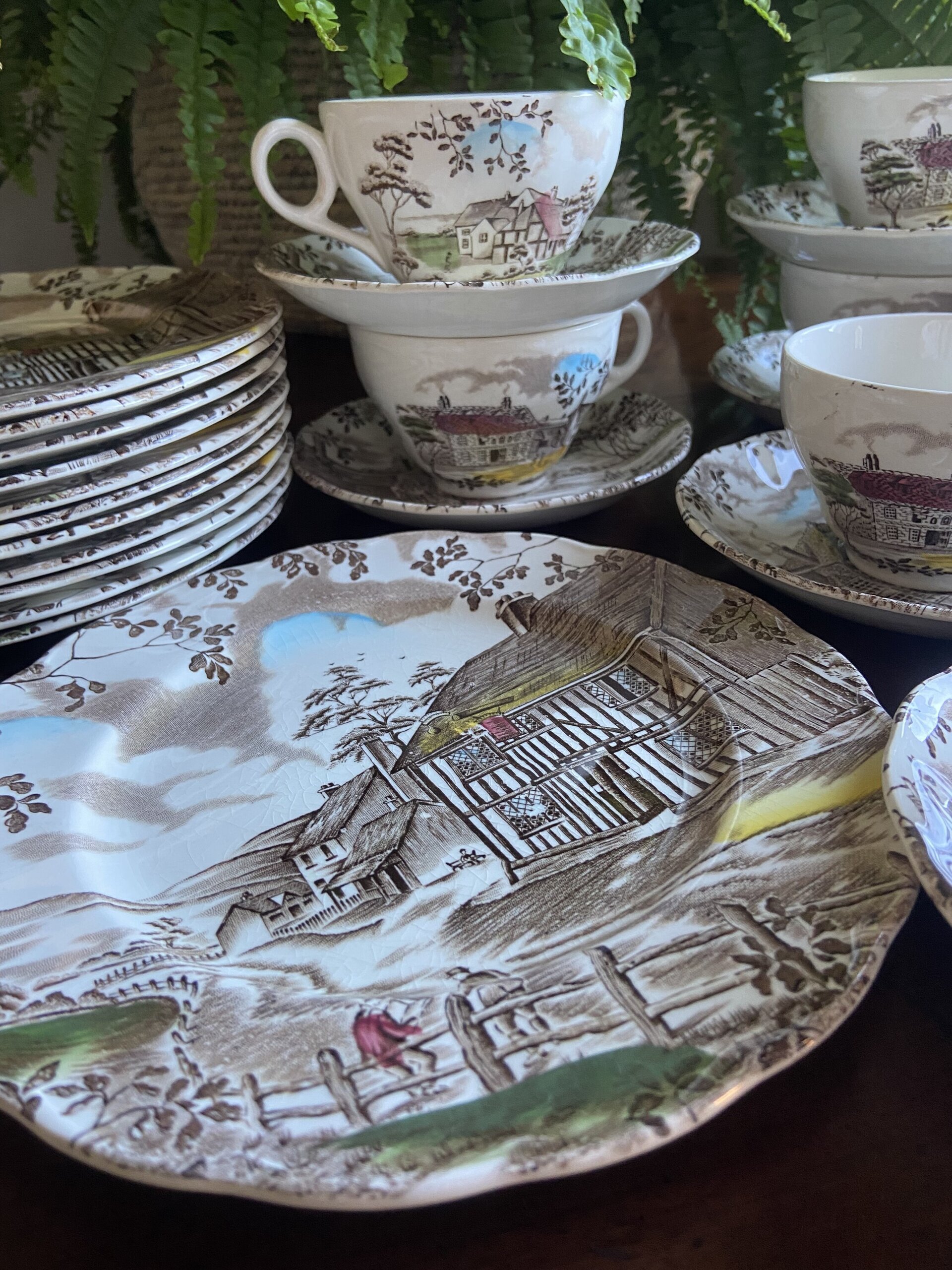 9 tazas de té y 12 platos de merienda en loza inglesa. ndlay - 2