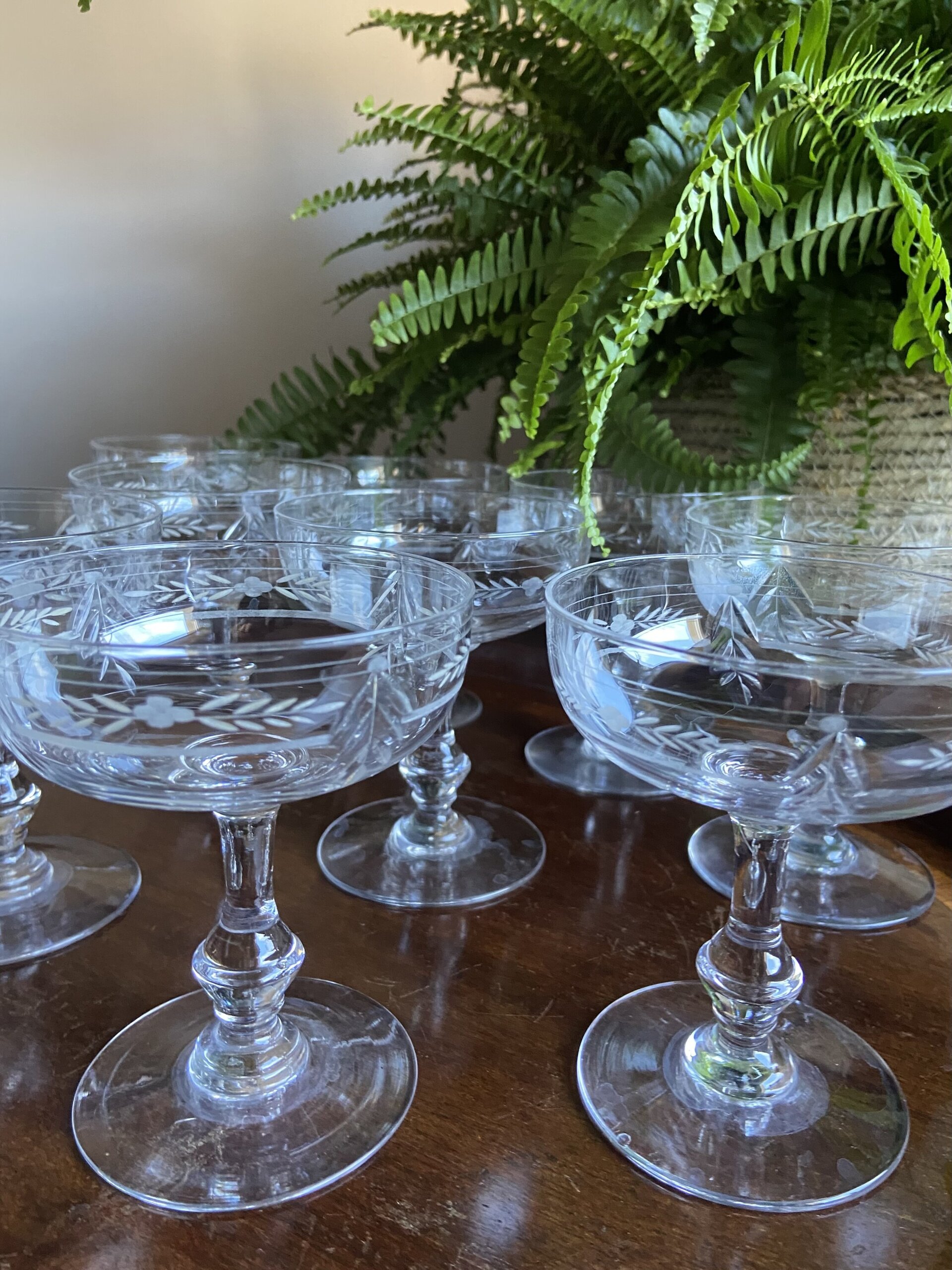 10 copas cava/postre en cristal tallado - 4