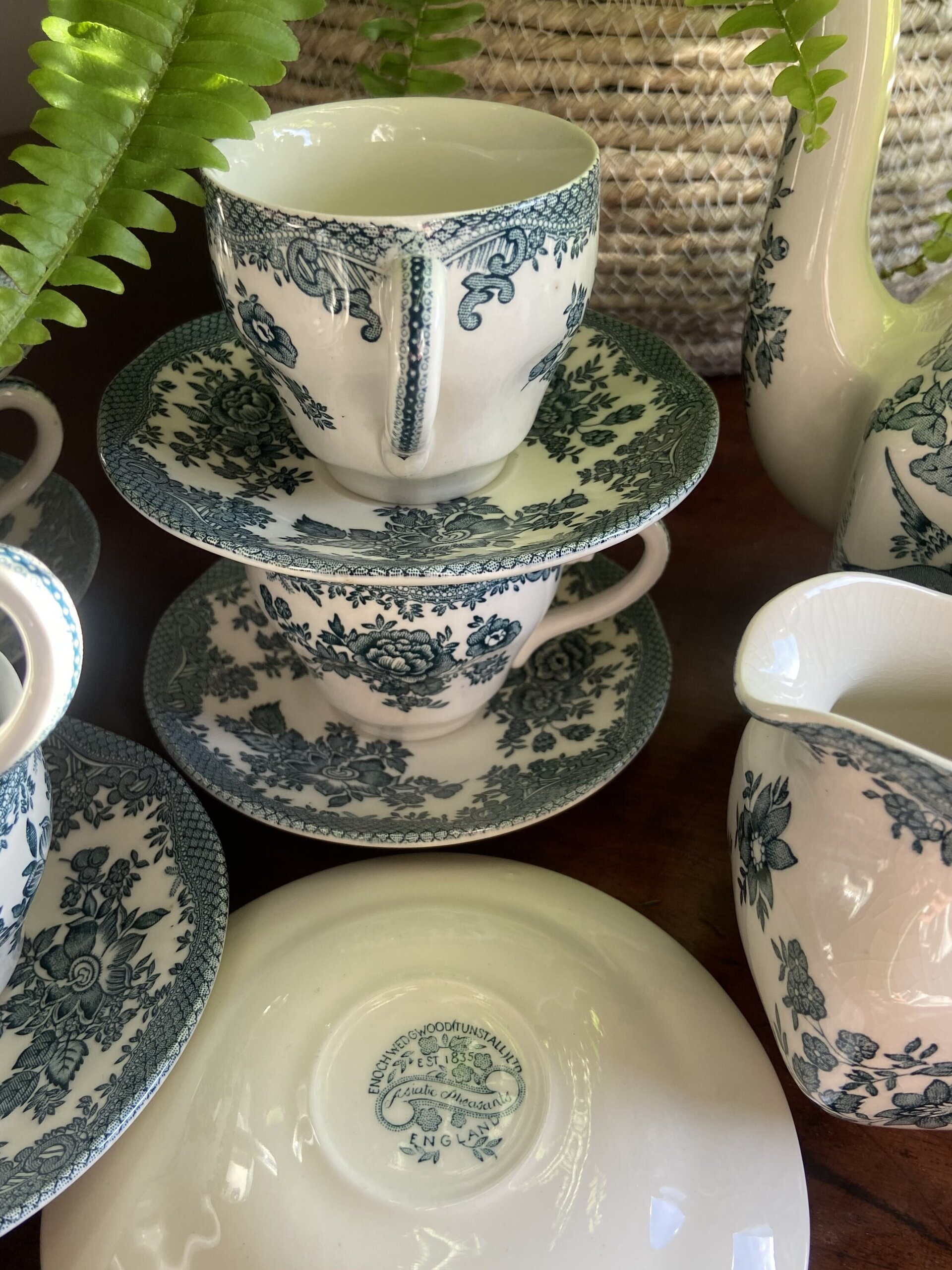 Juego de café en loza inglesa "Wedwood" mod. Asiatic Phersants - 6