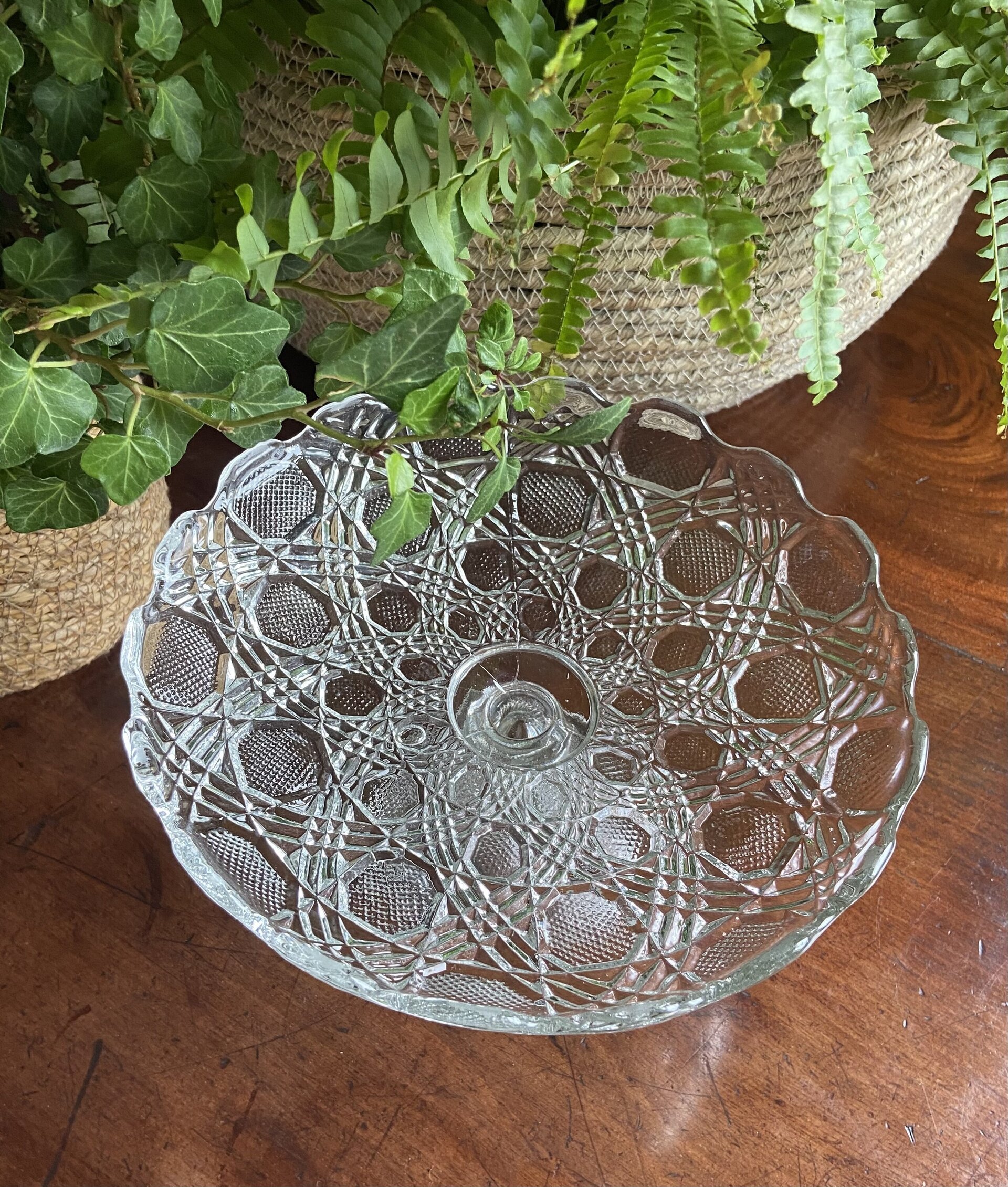 Frutero/pastelero pequeño en vidrio prensado - 4