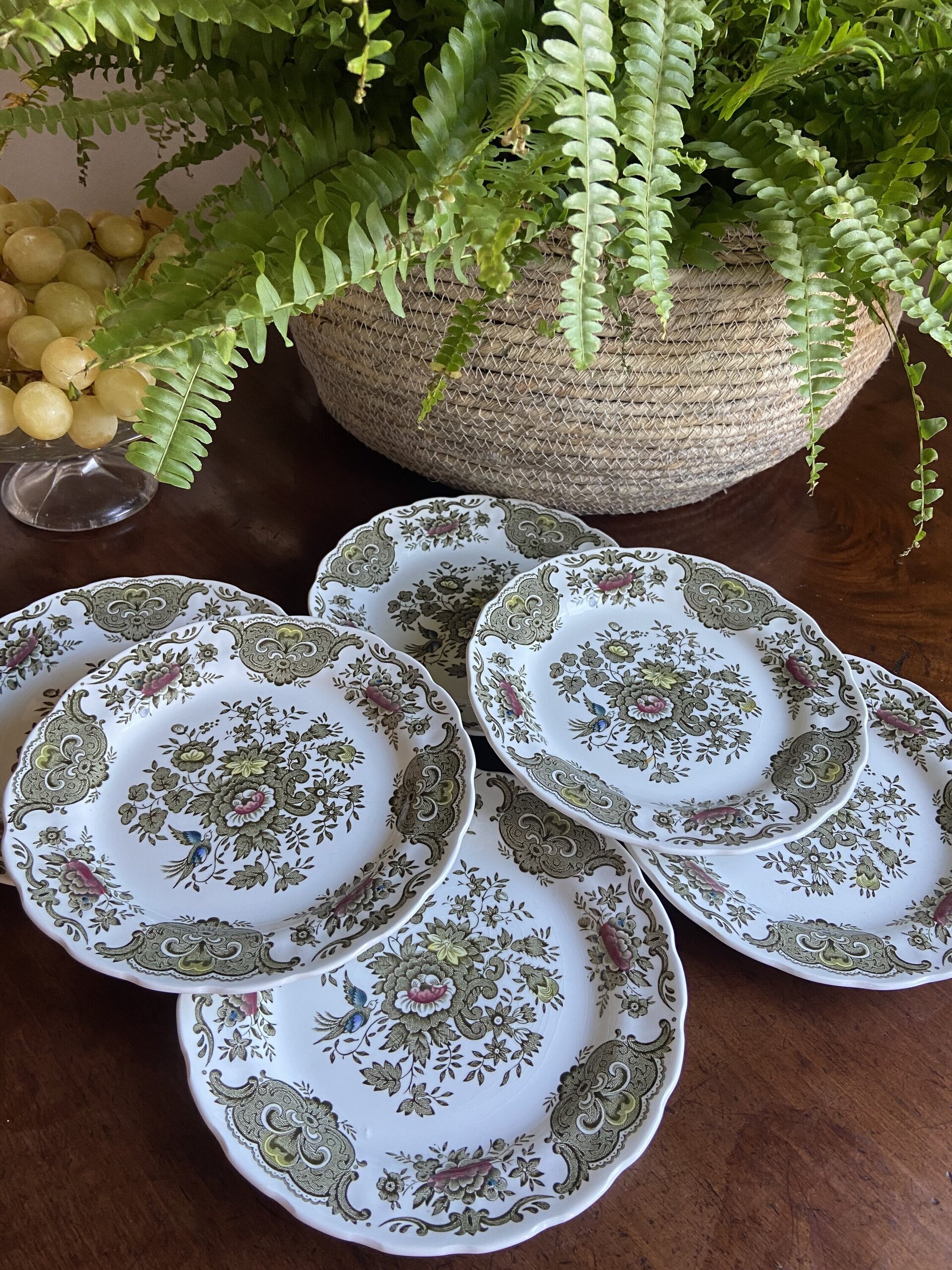 6 platos merienda en loza inglesa "Ridway" (mod. Windsor). - 1