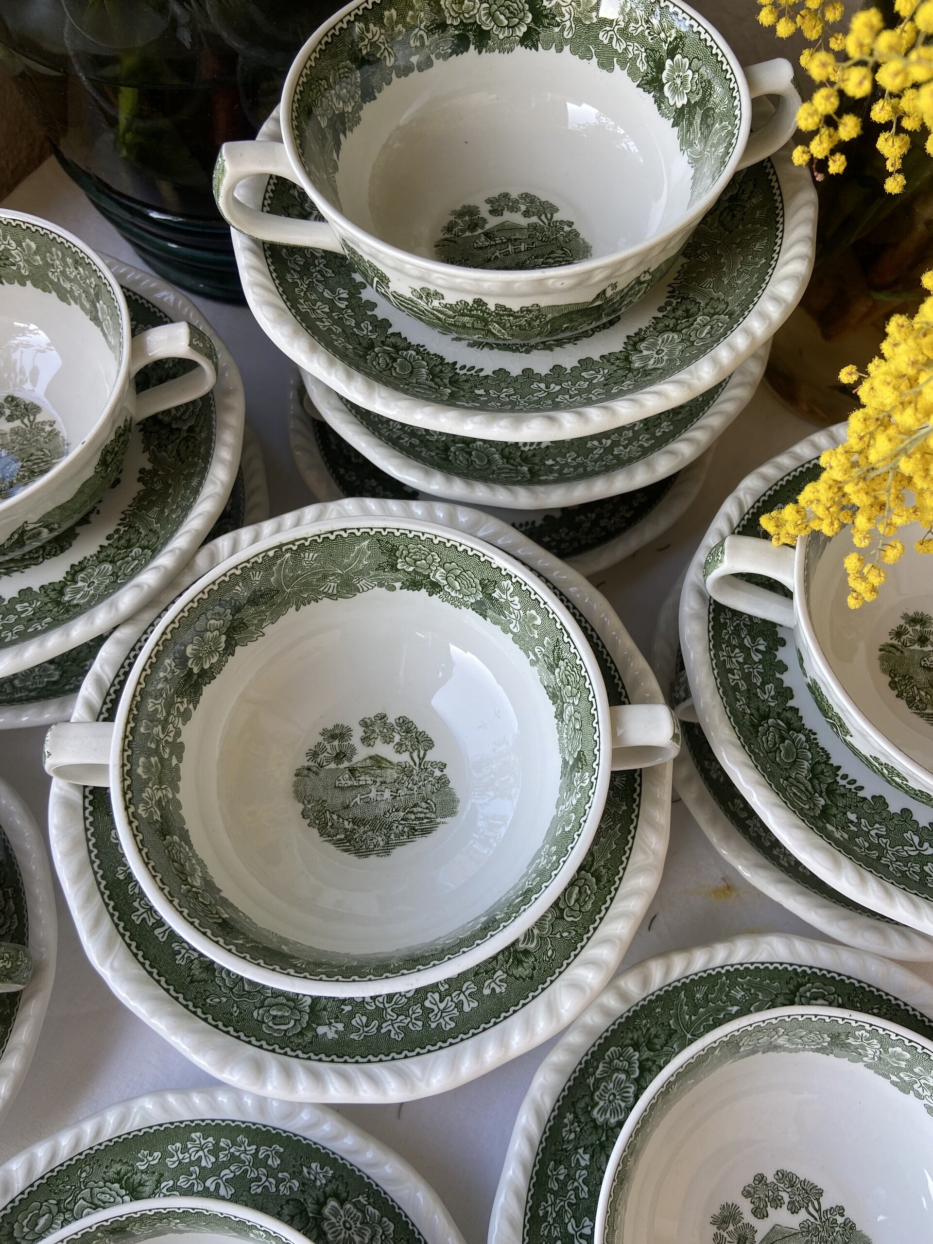12 tazas de consomé en loza inglesa "Adams" - 5