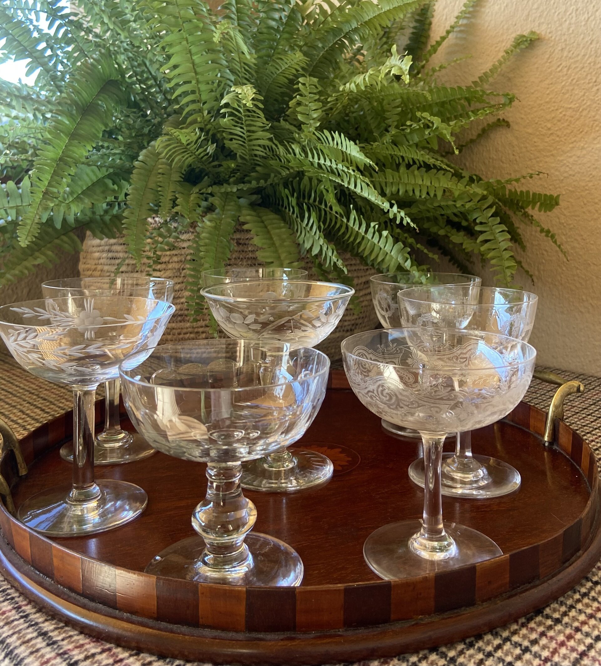 8 copas cava en cristal con diferentes tallas y serigrafias - 3