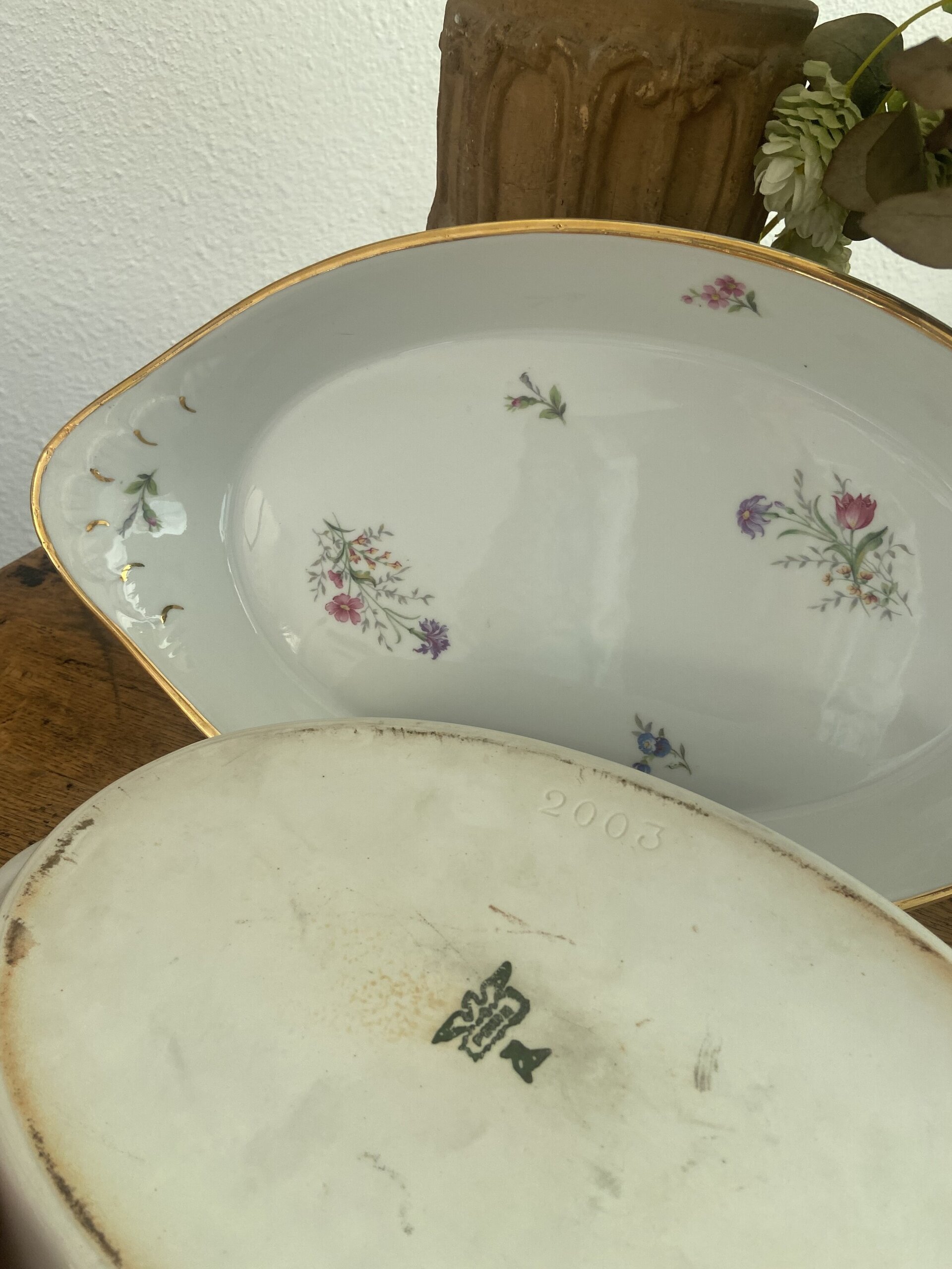 Fuente ovalada de horno en porcelana  Fenix¨La Pajarita" en Barcelona - 6