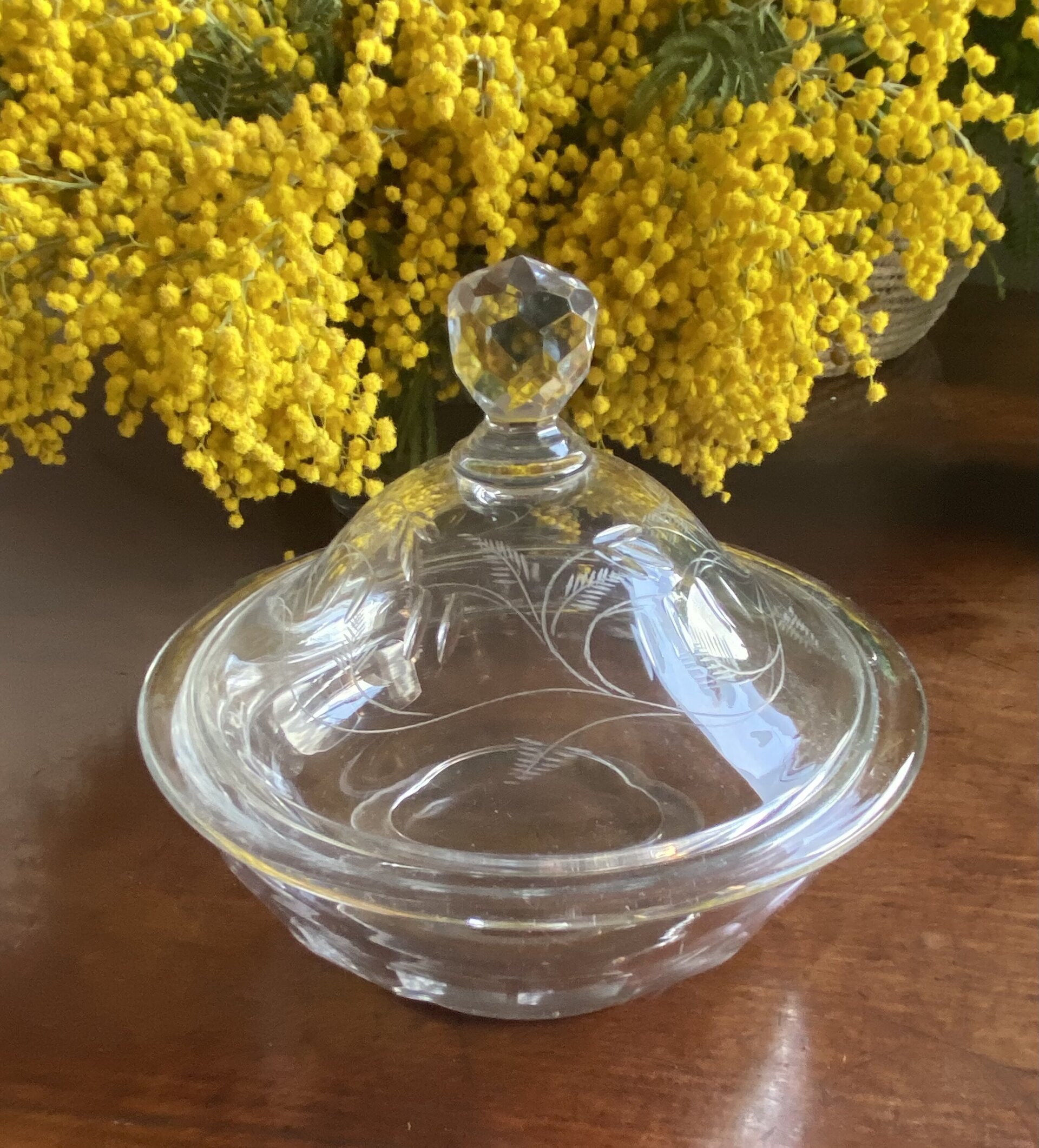 Bol con tapa en cristal tallado y serigrafiado - 3