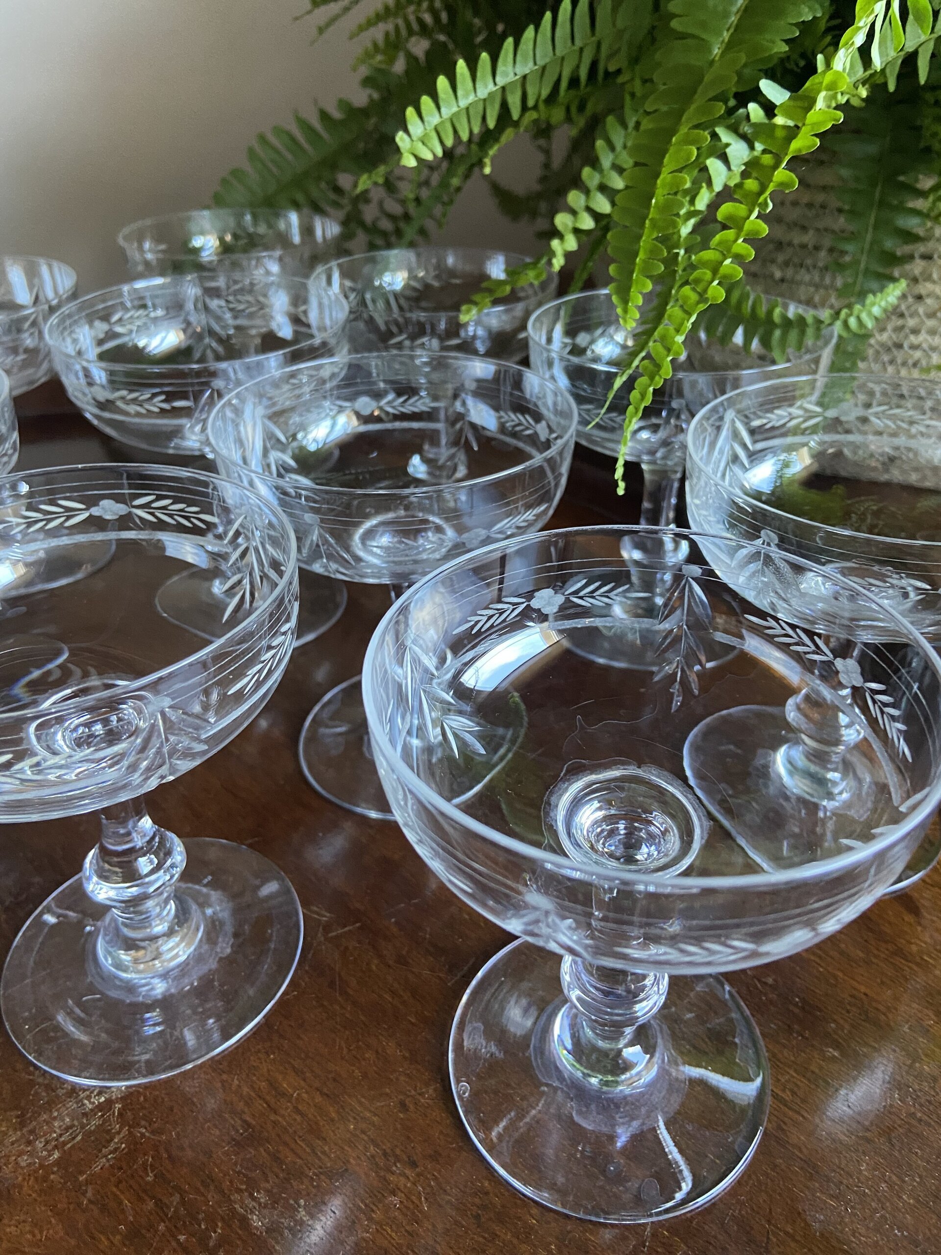 10 copas cava/postre en cristal tallado - 8