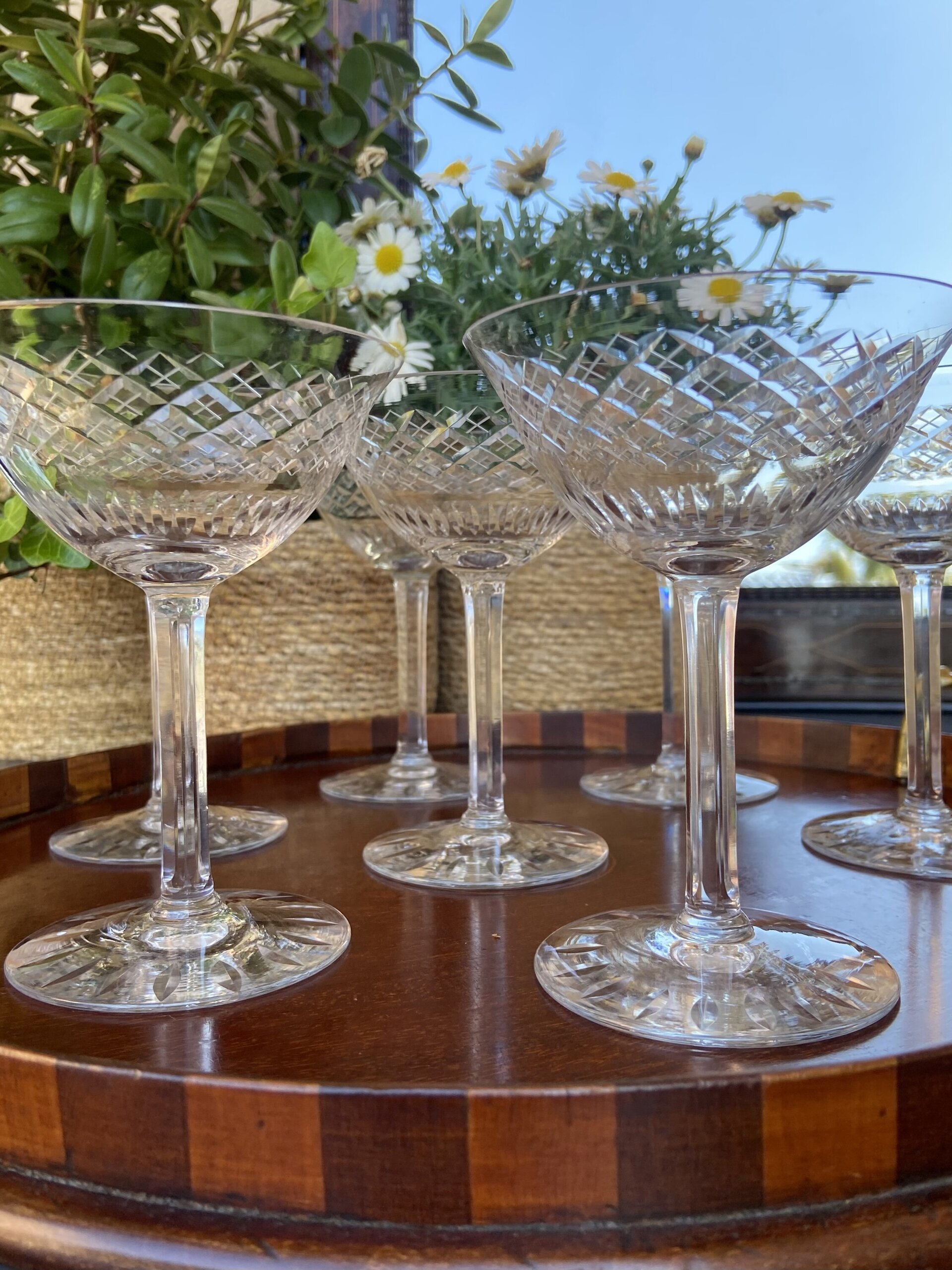 7 Copas cava/postre en cristal tallado. - 3