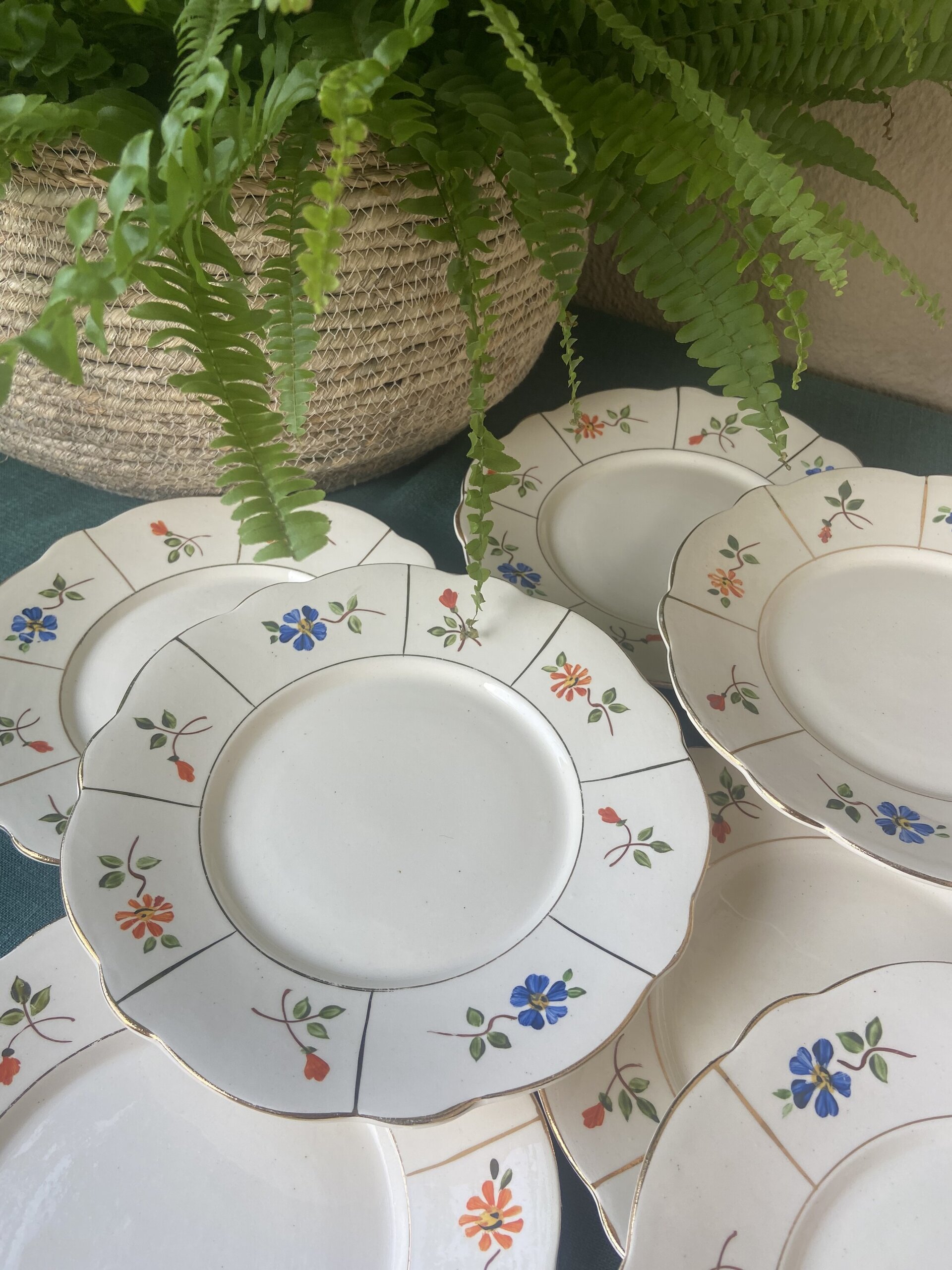 10 platos postre/ merienda en loza francesa. - 2