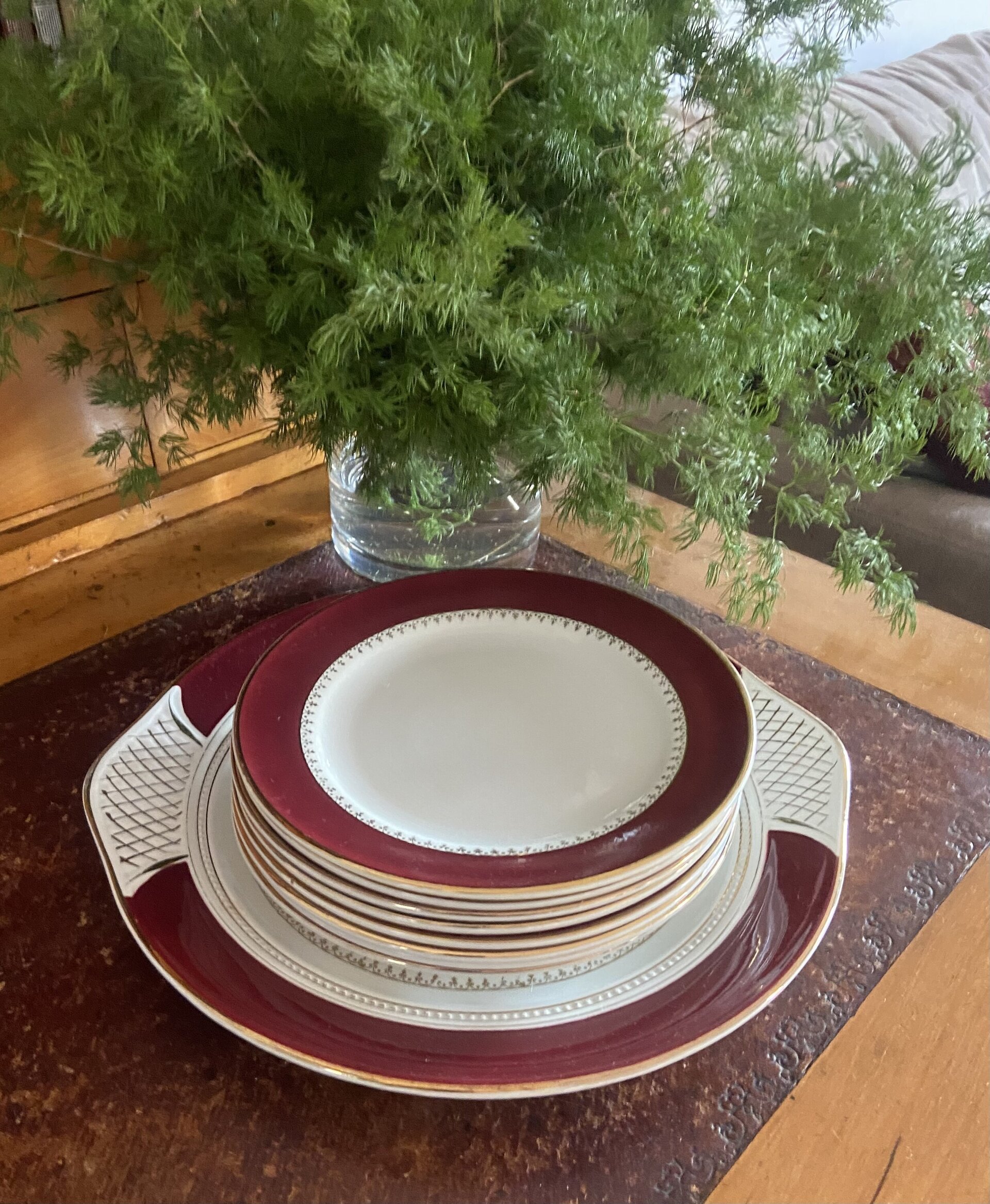 Fuente y 8 platos de merienda franceses "LAmandinoise". - 2