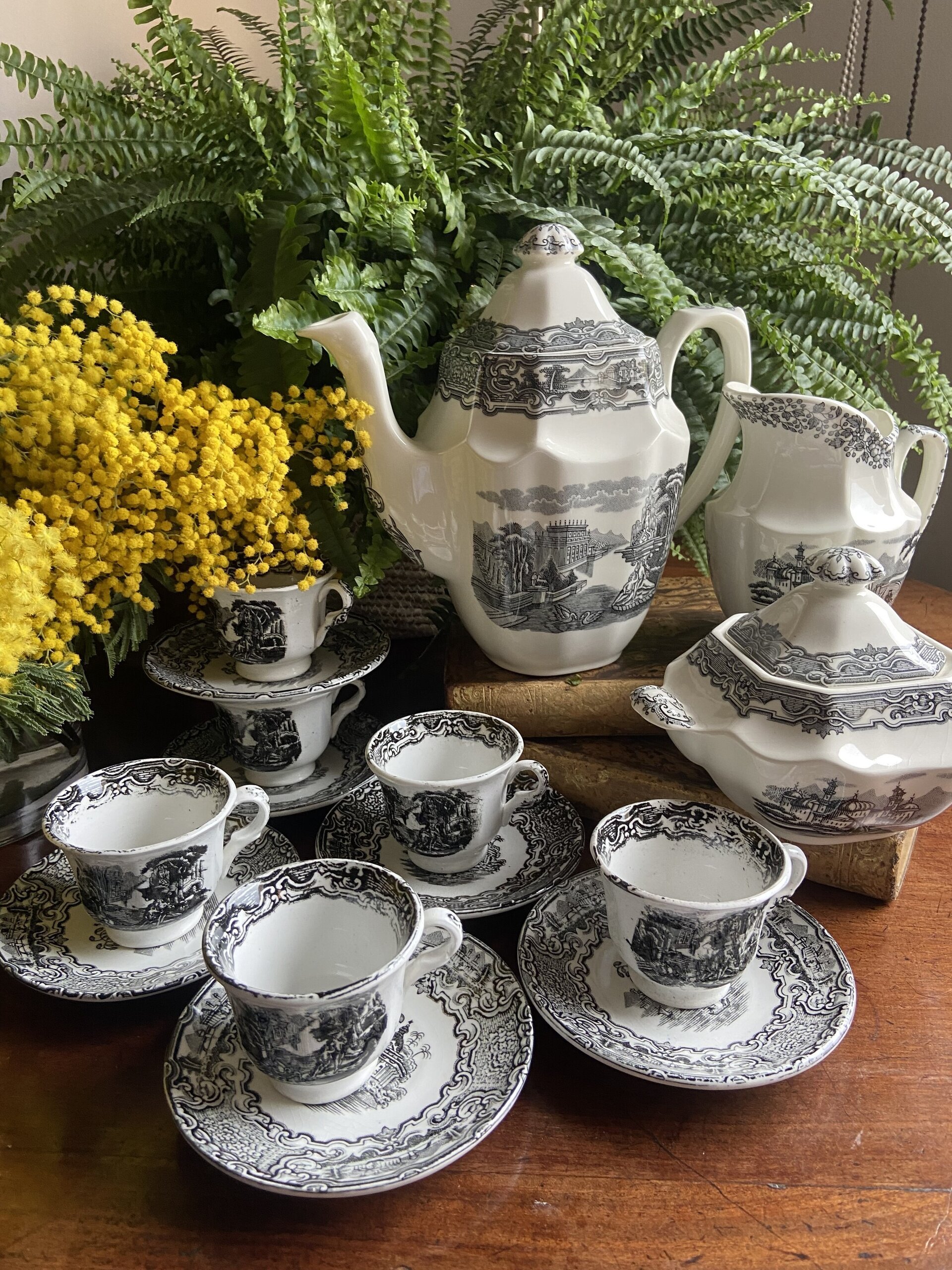 Juego de café en loza "Pickman S.A." Sevilla, Cartuja - 5