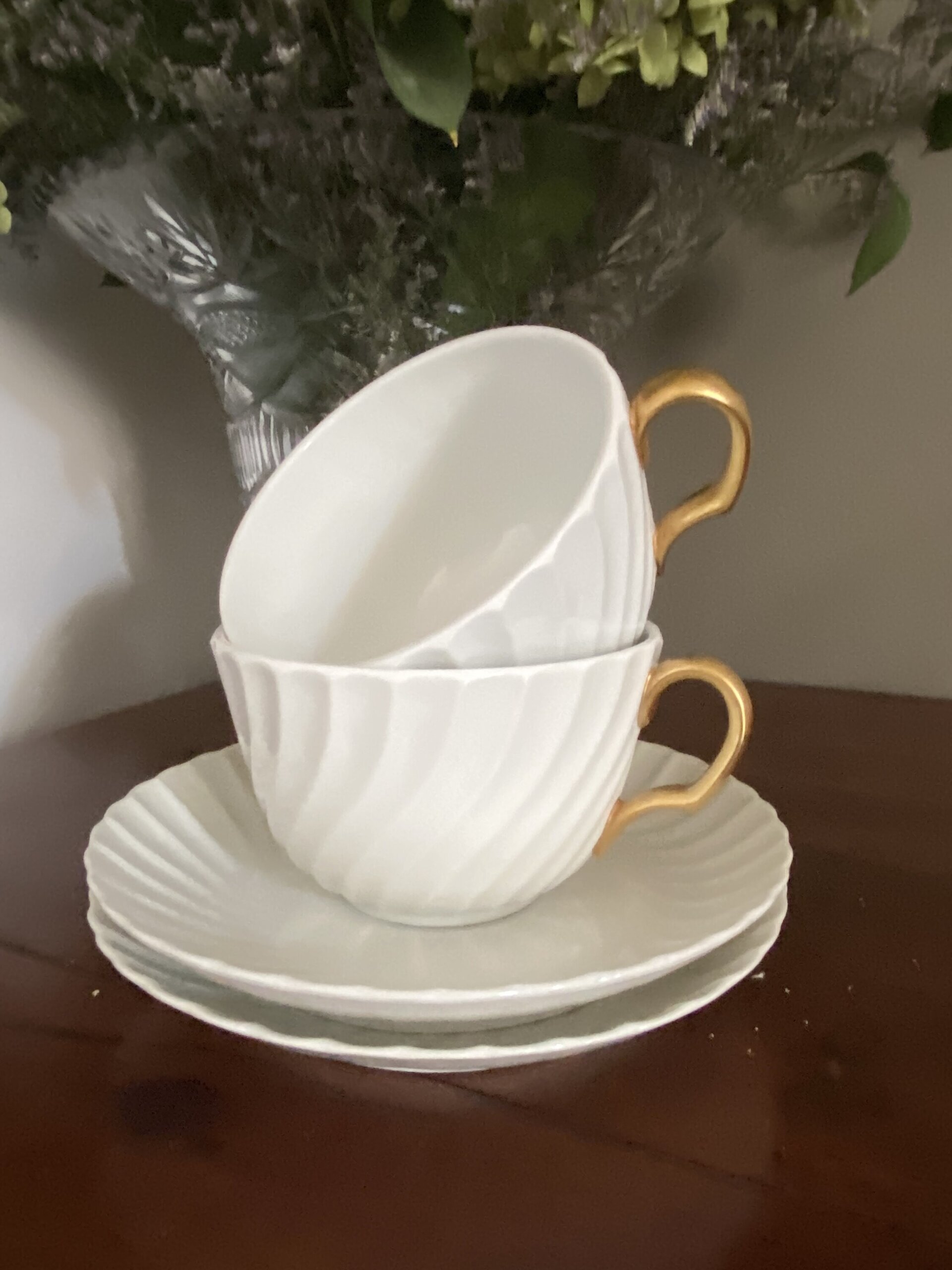 Pareja tazas de desayuno en porcelana "Bidasoa". - 2