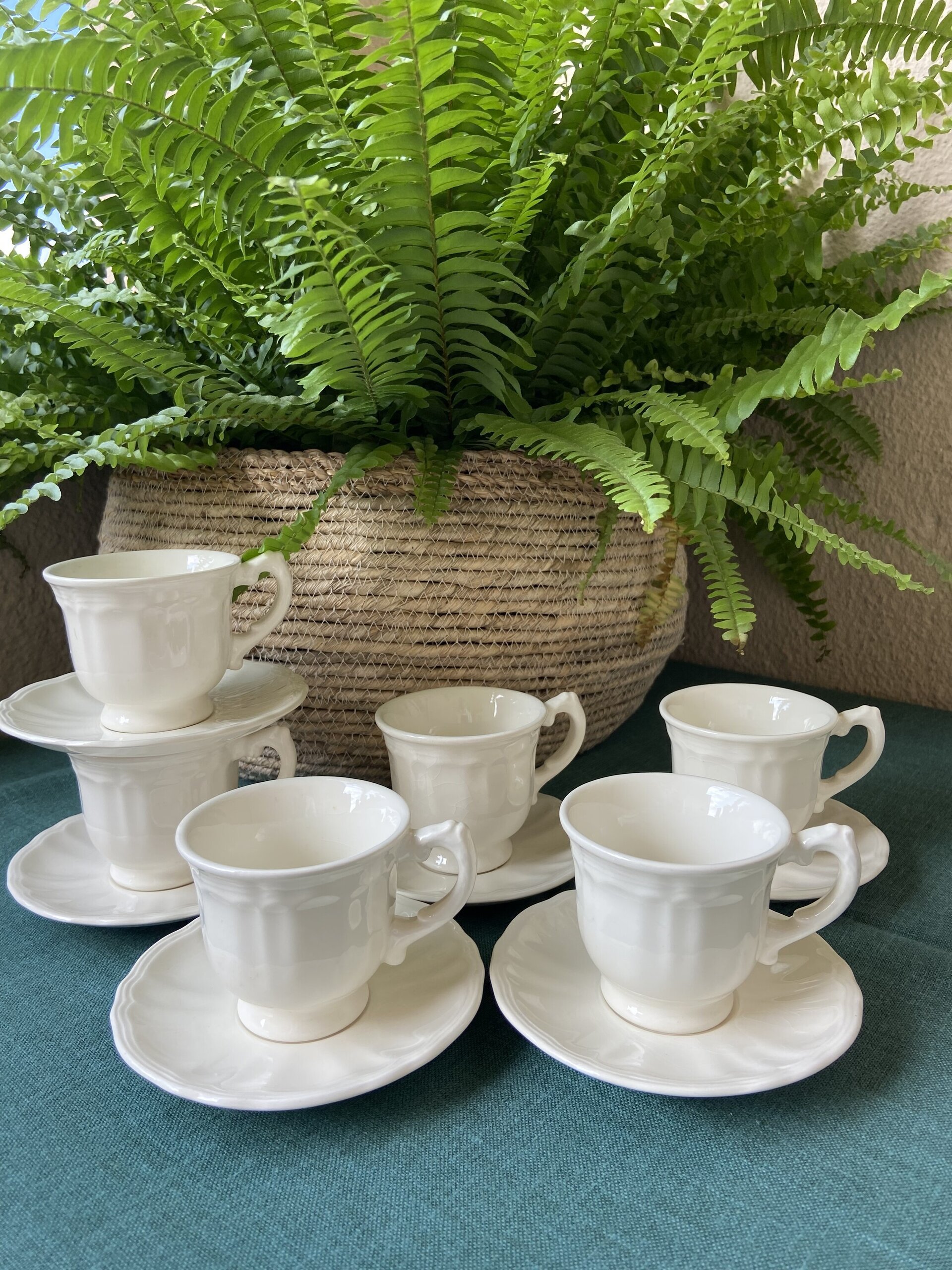 6 tazas de café en loza de "San Claudio" mod. Naranco Blanco - 1