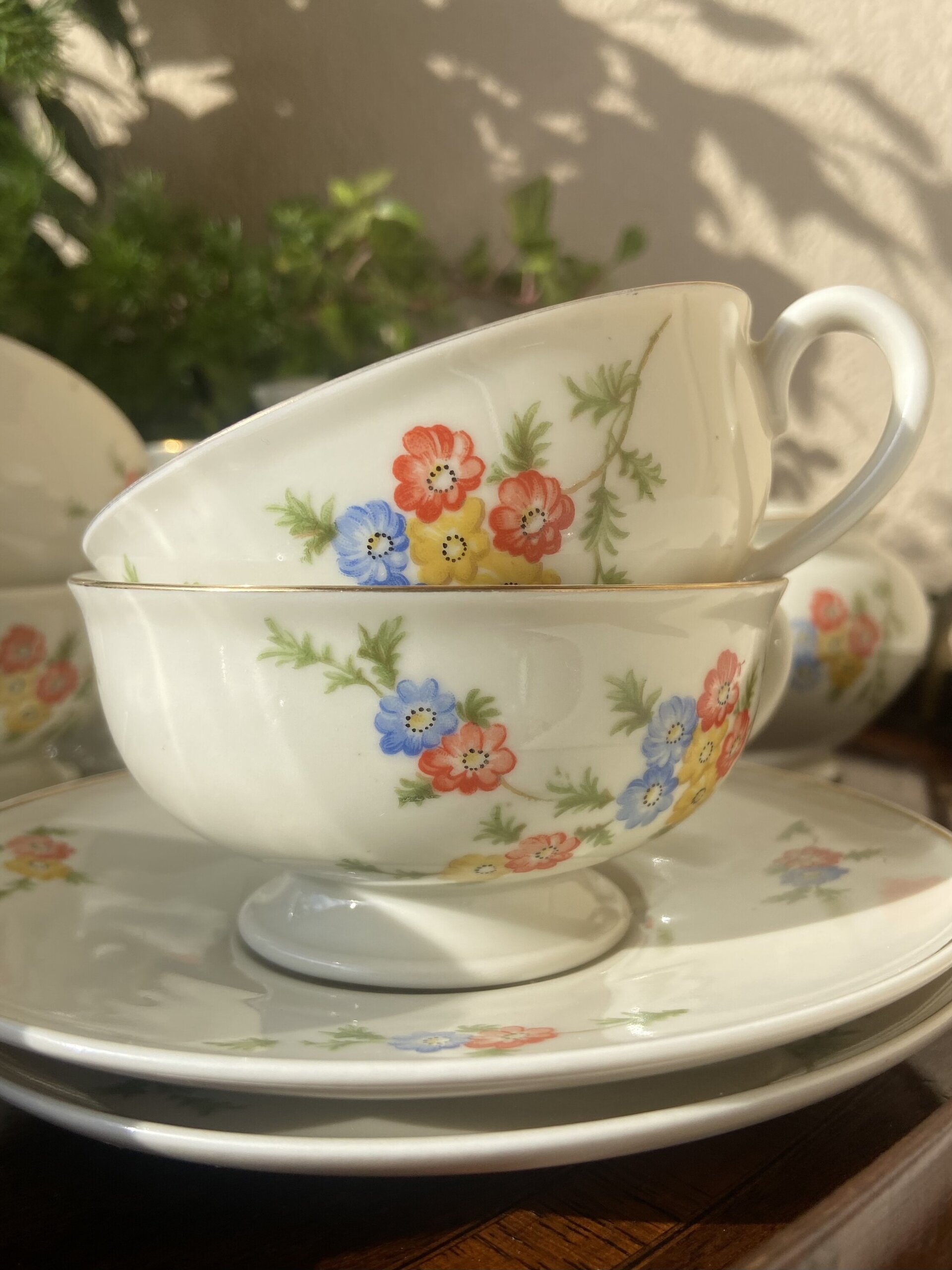 Juego de té y 6 platos de merienda en porcelana suiza "Langenthal" - 3