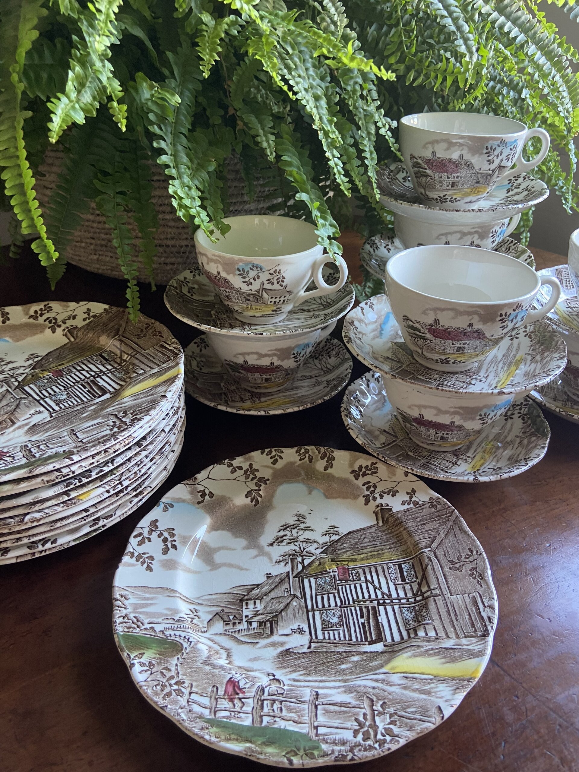 9 tazas de té y 12 platos de merienda en loza inglesa. ndlay - 4