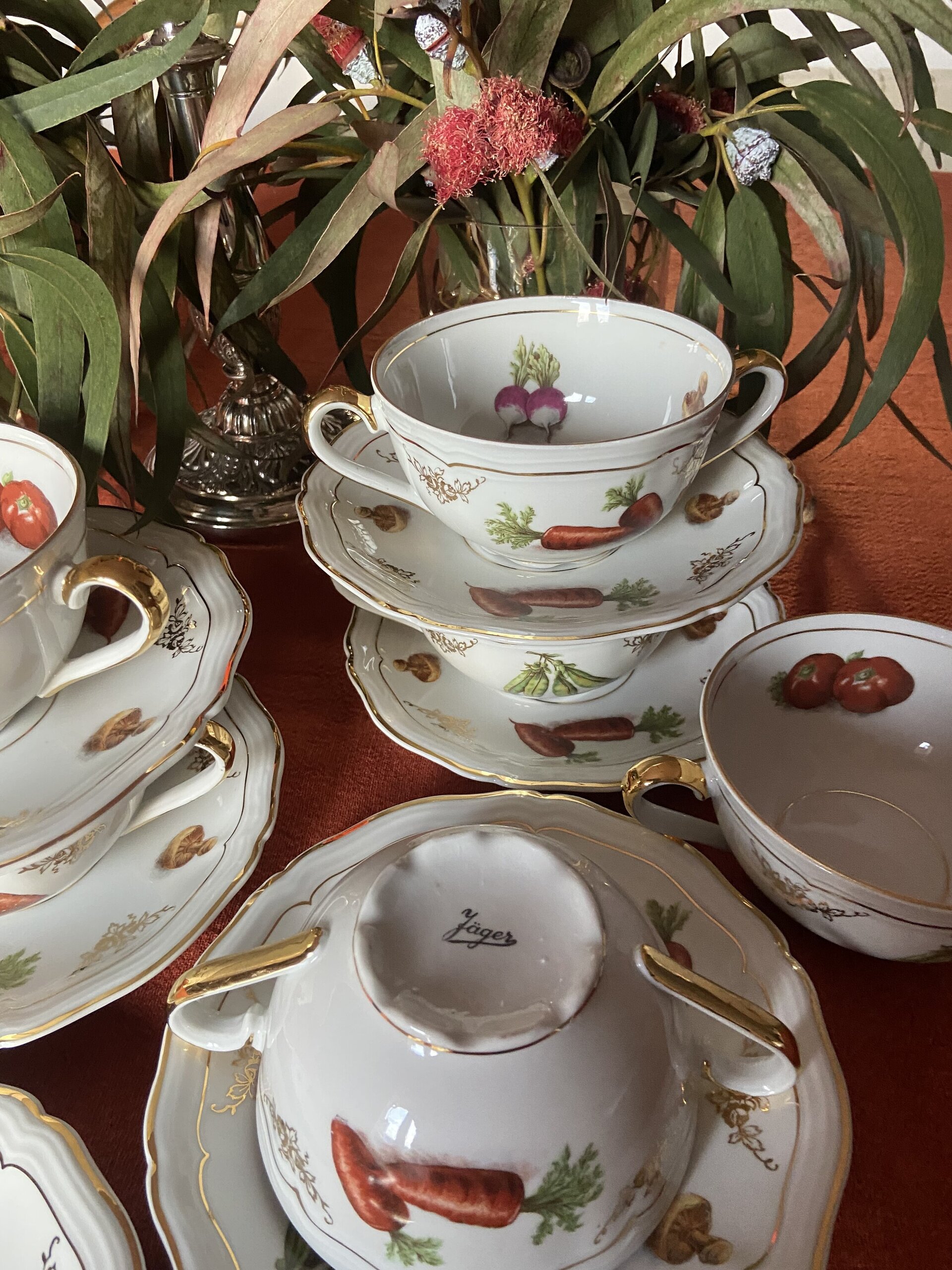 6 tazas de consomé en porcelana alemana "Jager" - 4