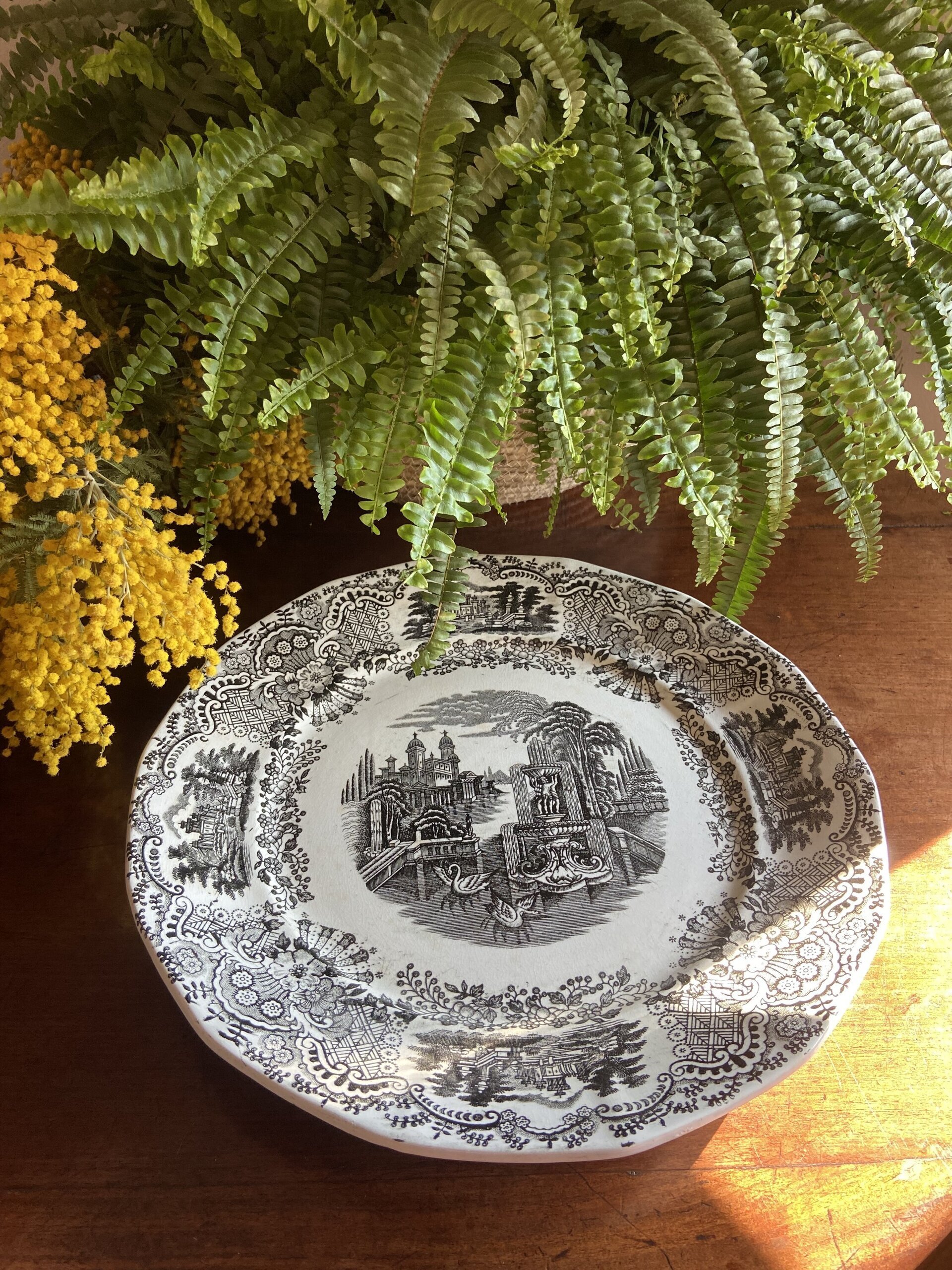 Fuente redonda en loza "Pickman S.A.Sevilla" Cartuja (Mod.Vistas). - 1