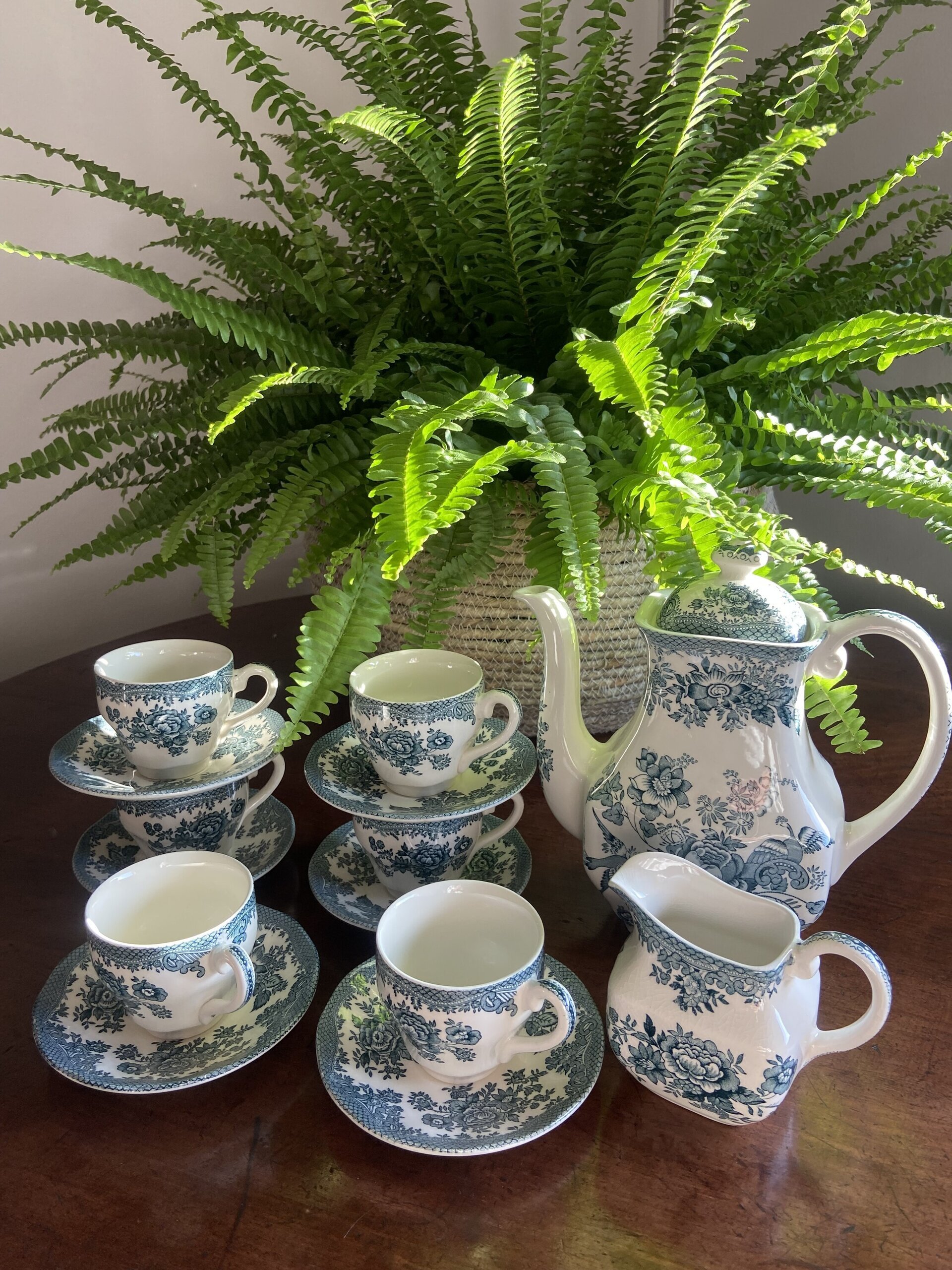 Juego de café en loza inglesa "Wedwood" mod. Asiatic Phersants - 2