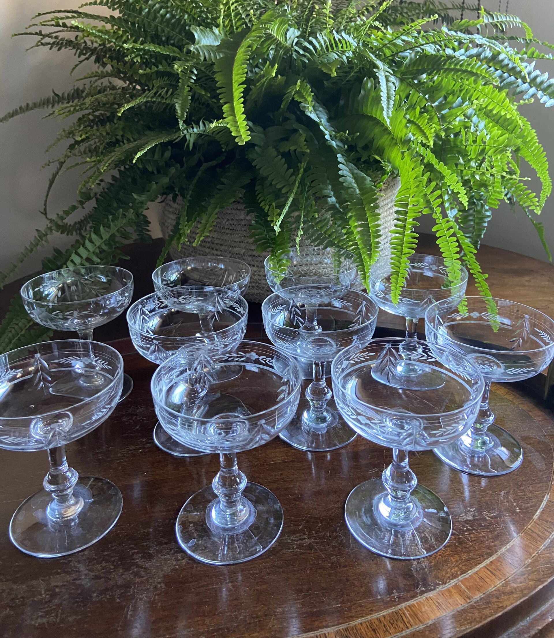 10 copas cava/postre en cristal tallado - 3