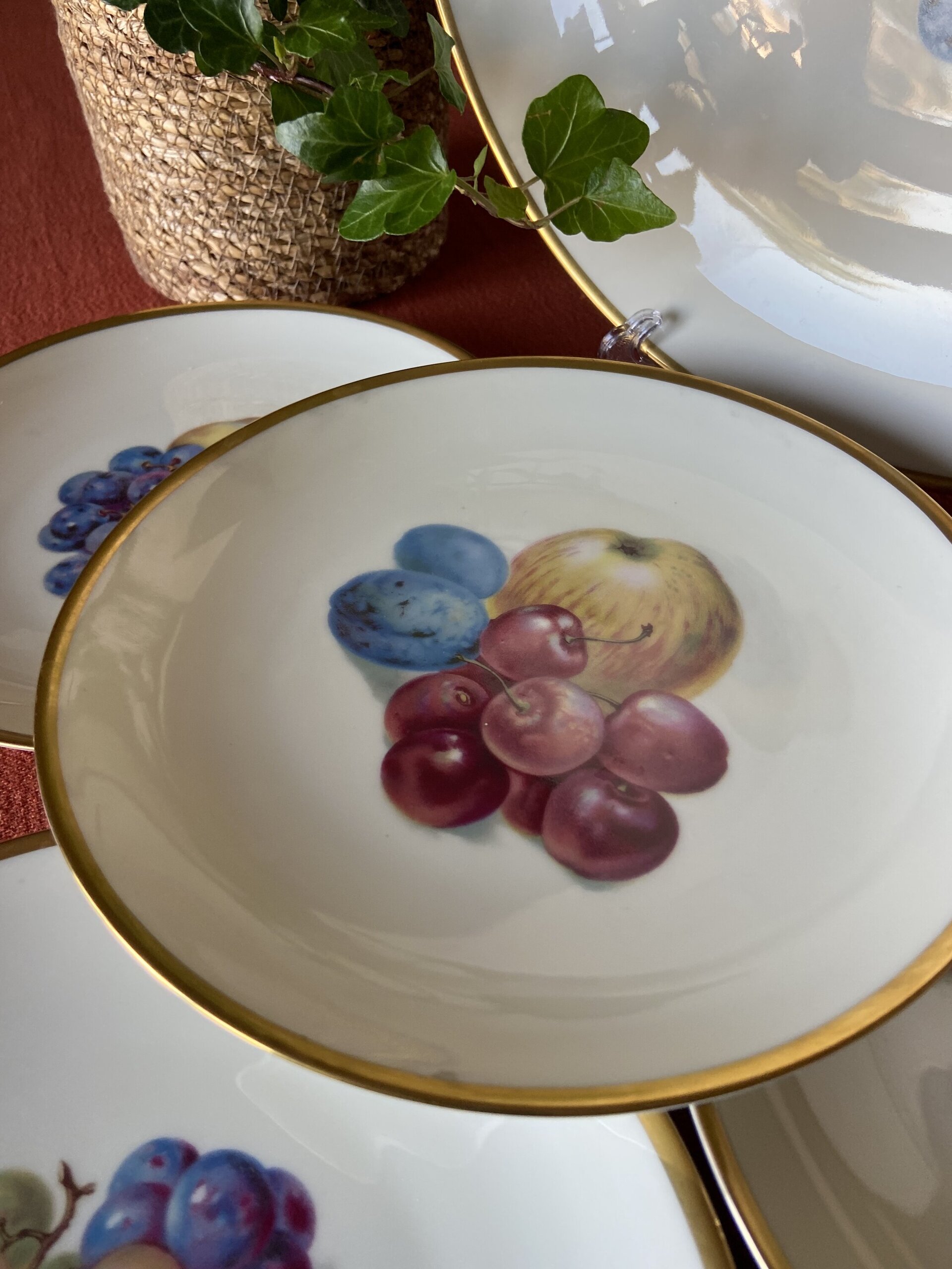 Fuente de pastas y 4 platos de merienda en porcelana alemana "Thomas". - 2