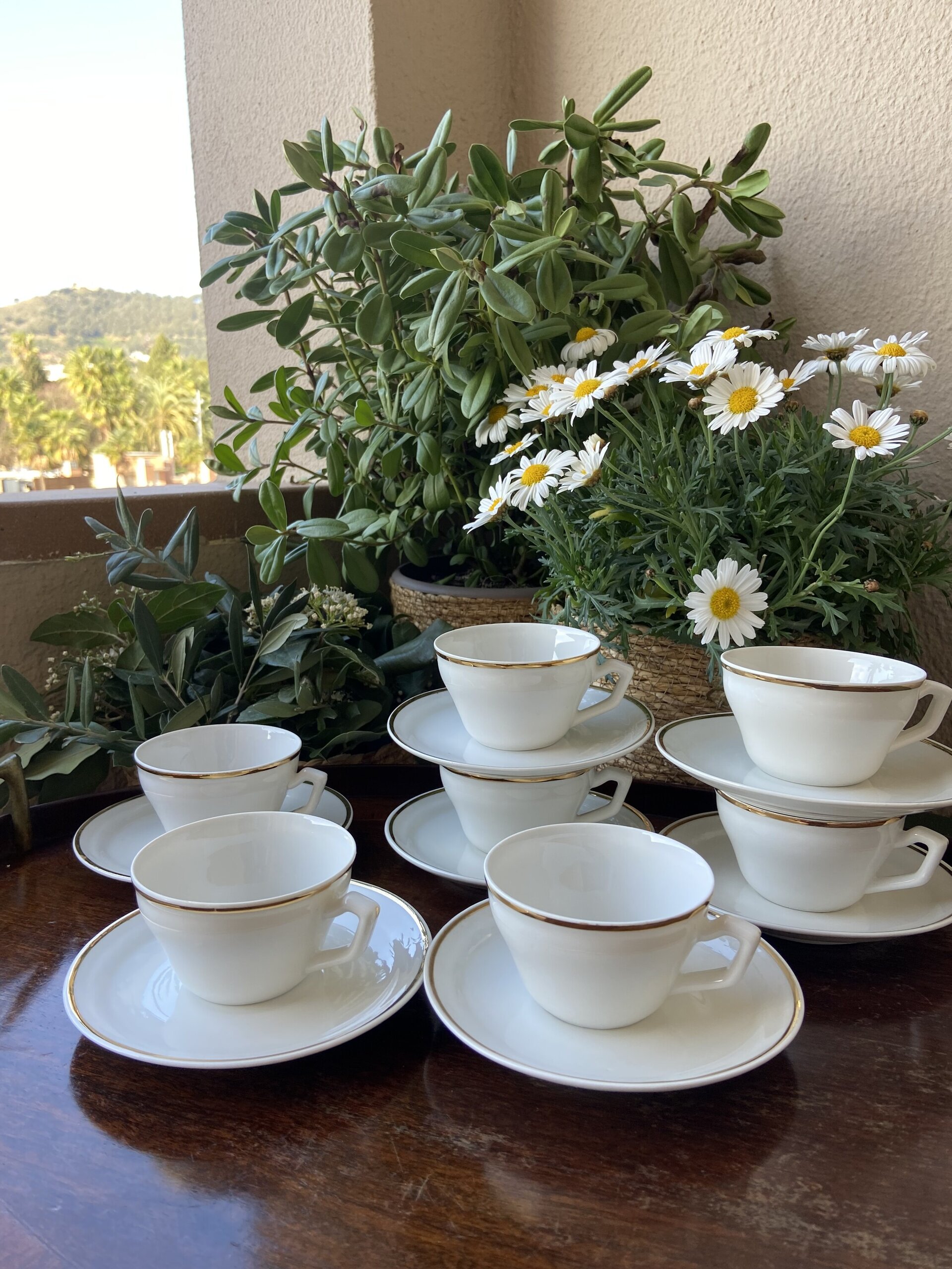 7 tazas de café en porcelana. - 2