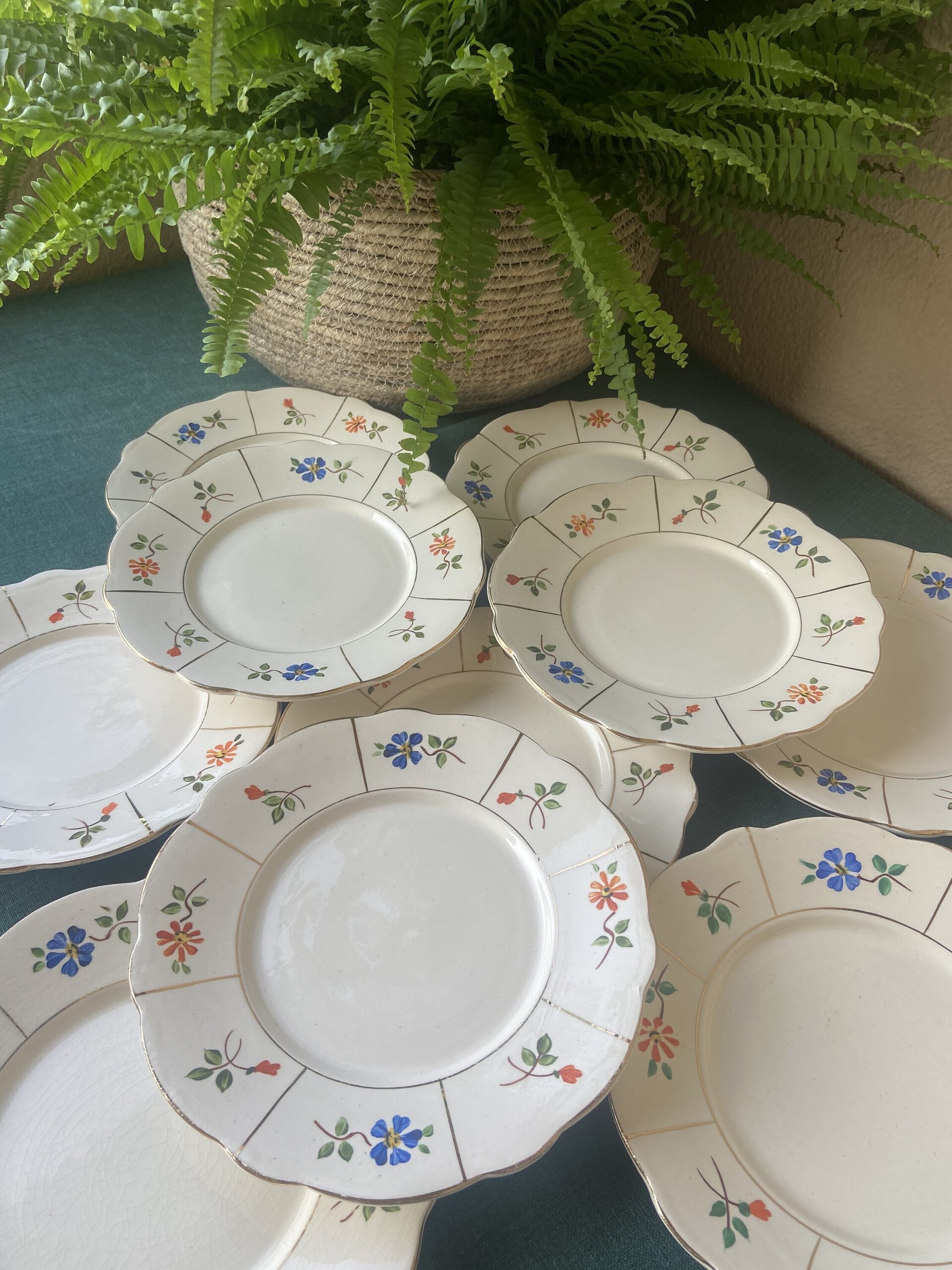 10 platos postre/ merienda en loza francesa. - 1