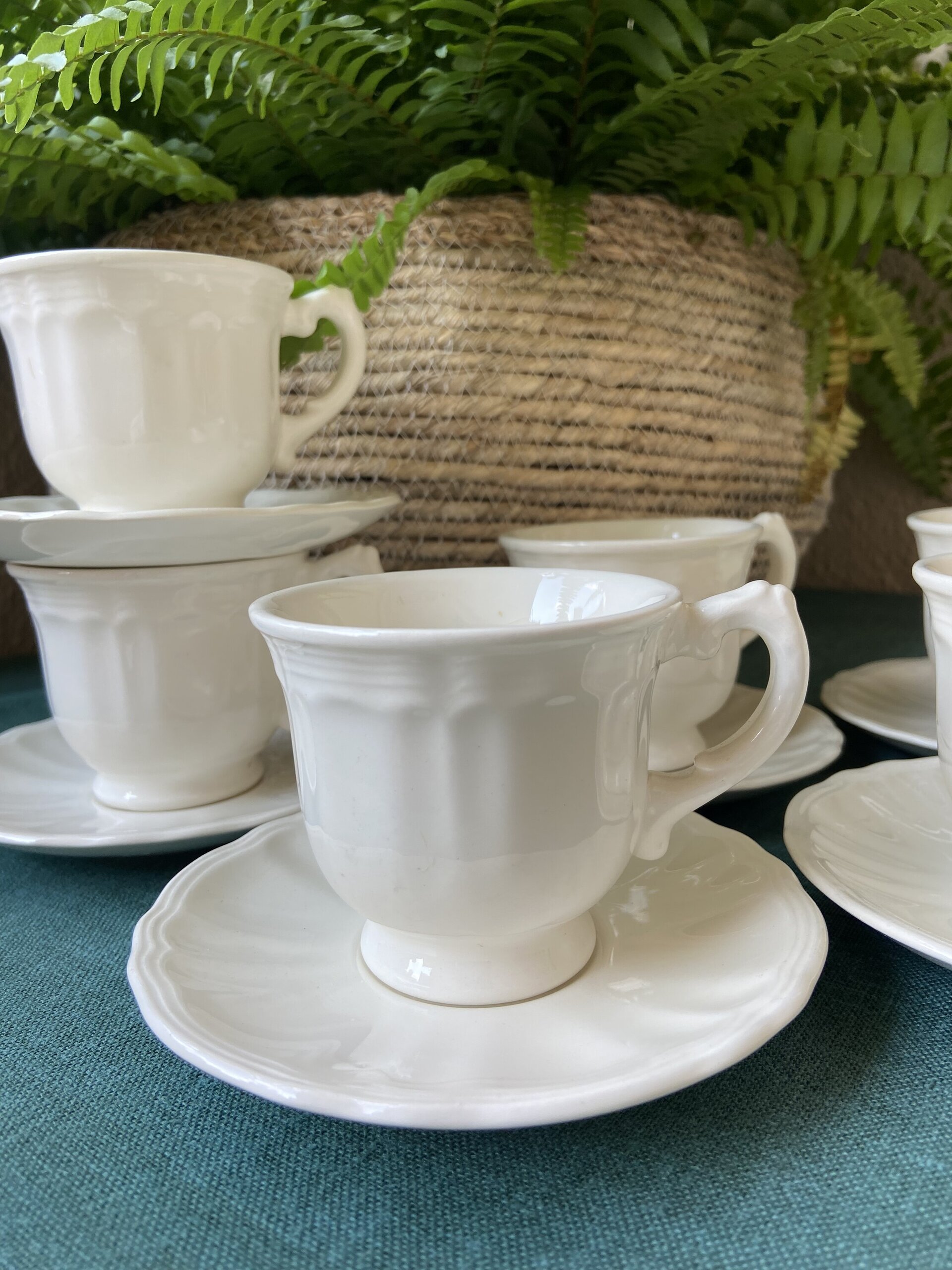 6 tazas de café en loza de "San Claudio" mod. Naranco Blanco - 3