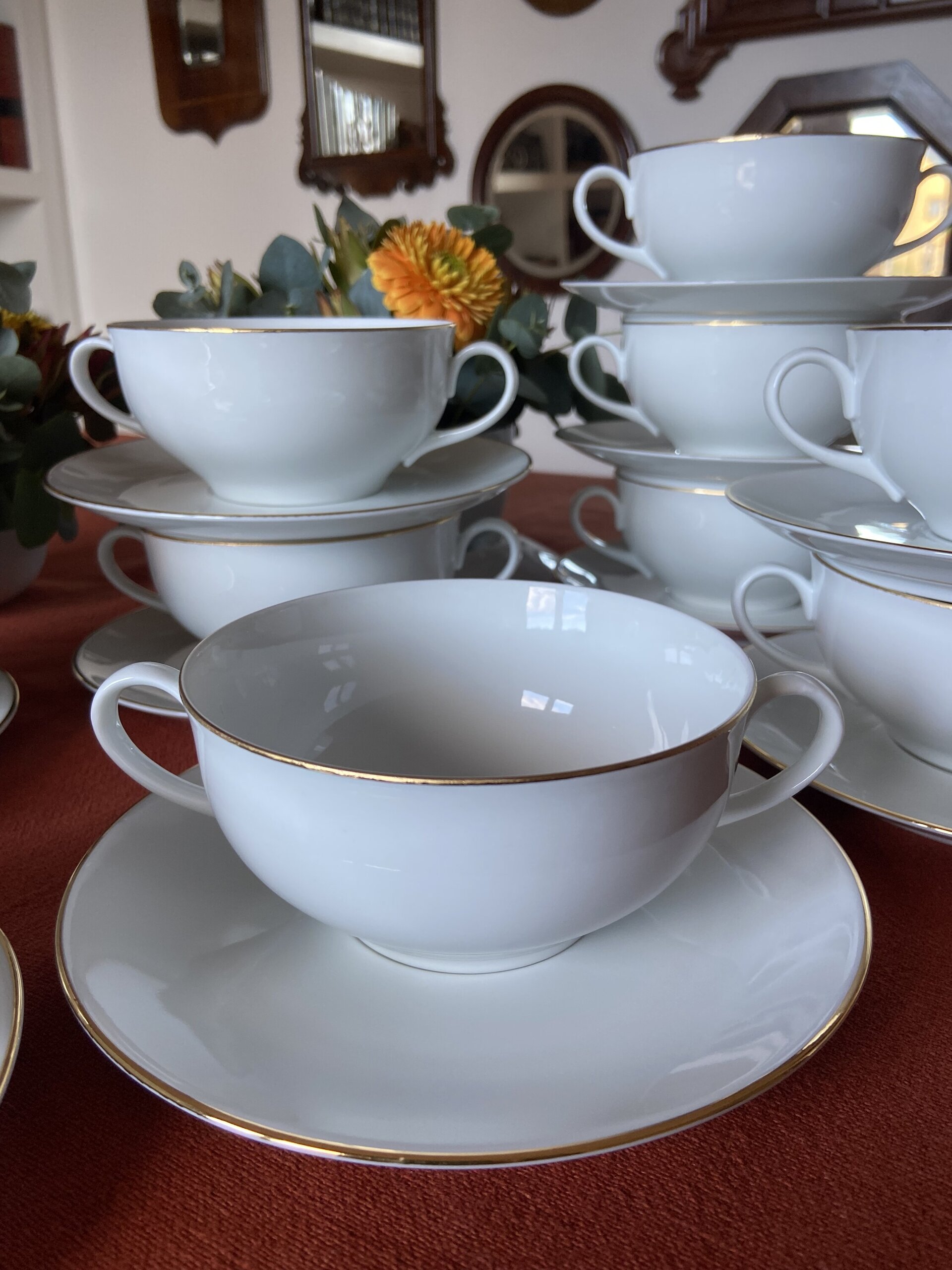 10 tazas de consomé en porcelana "Bidasoa". - 4